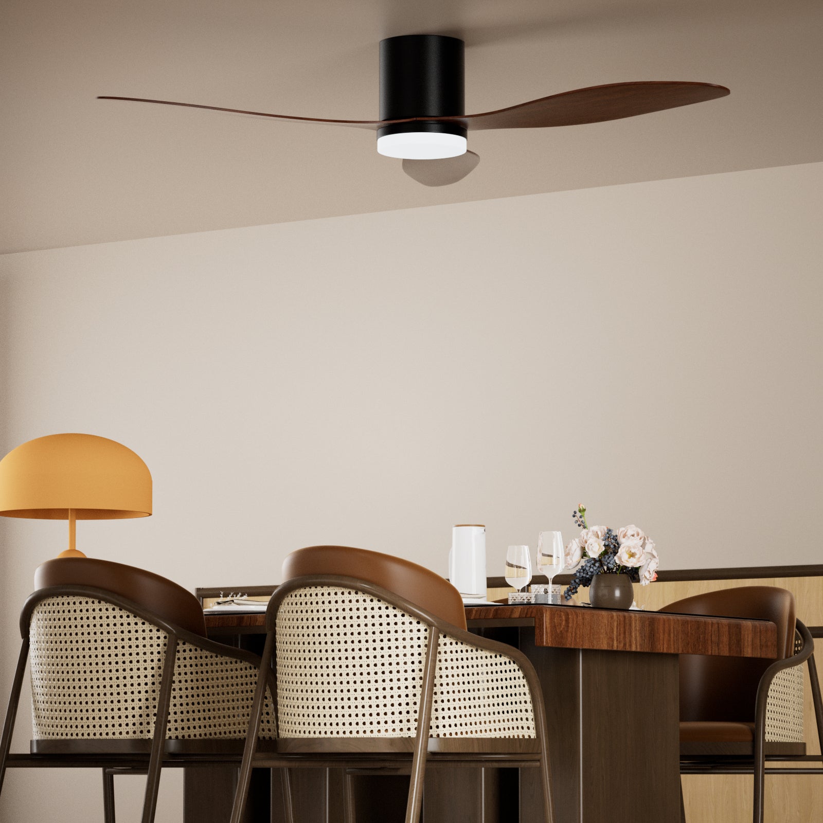 Télécommande/App pour Chambre Moteur DC Ventilateur de Plafond 52 Pouces avec Lumières