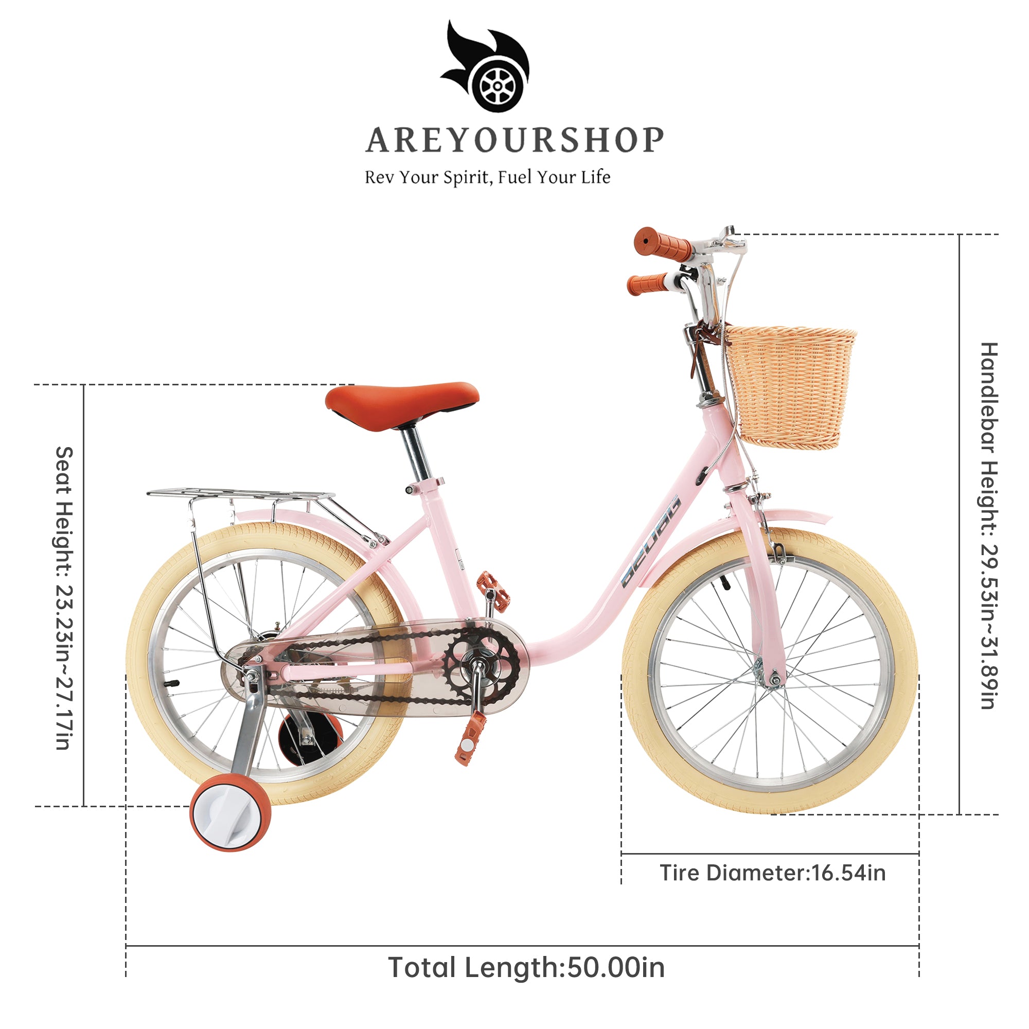 Lapsipyörä 18 tuumaa tytöille ja pojille 7–9 -vuotiaille korilla