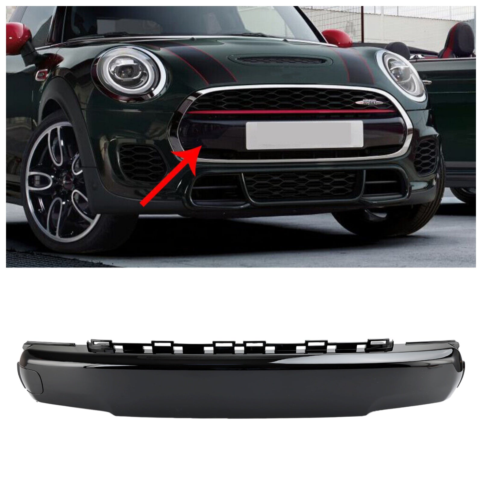 Couvercle de plaque d'immatriculation avant MINI F55 Cooper S 13-21, noir brillant 51117337791