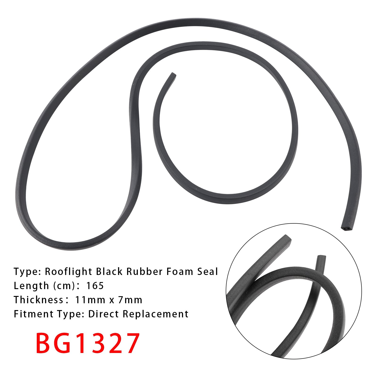 Joint d'étanchéité en mousse de caoutchouc noir pour lanterneau 1,65 m BG1327 pour Heki Mini