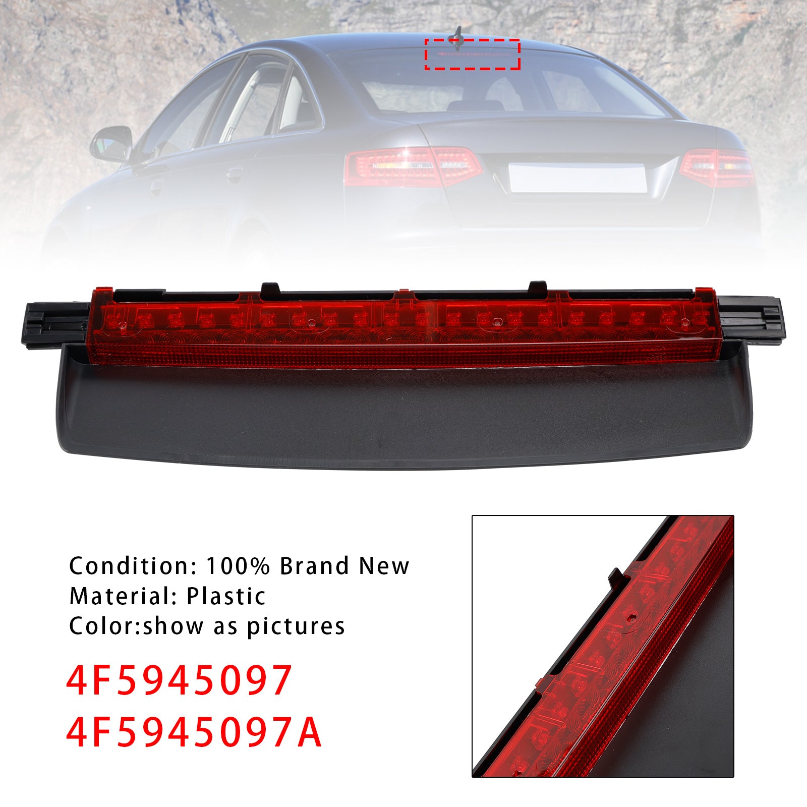 LED Third Brake Light Stop Lamp 4F5945097 Pour AUDI A6 S6 C6 06-11 Sedan 4-Door