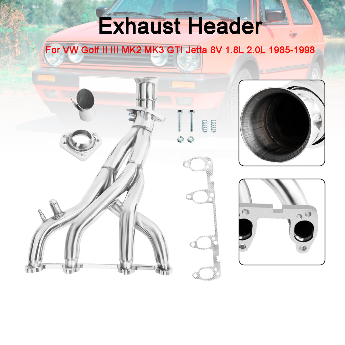 Exhaust Header pour VW Golf II III MK2 MK3 GTI Jetta 8V 1.8L 2.0L 1985-1998