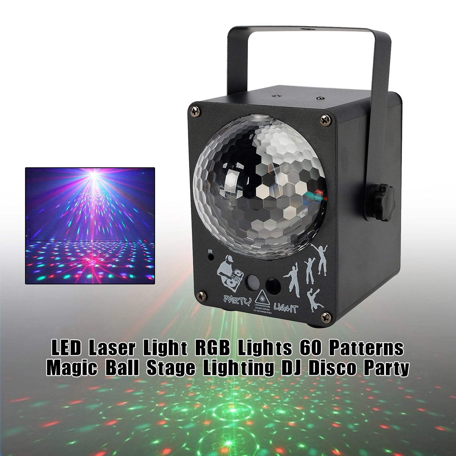 Lumière Laser LED RGB 60 Motifs Boule Magique Éclairage Scène DJ Disco Party