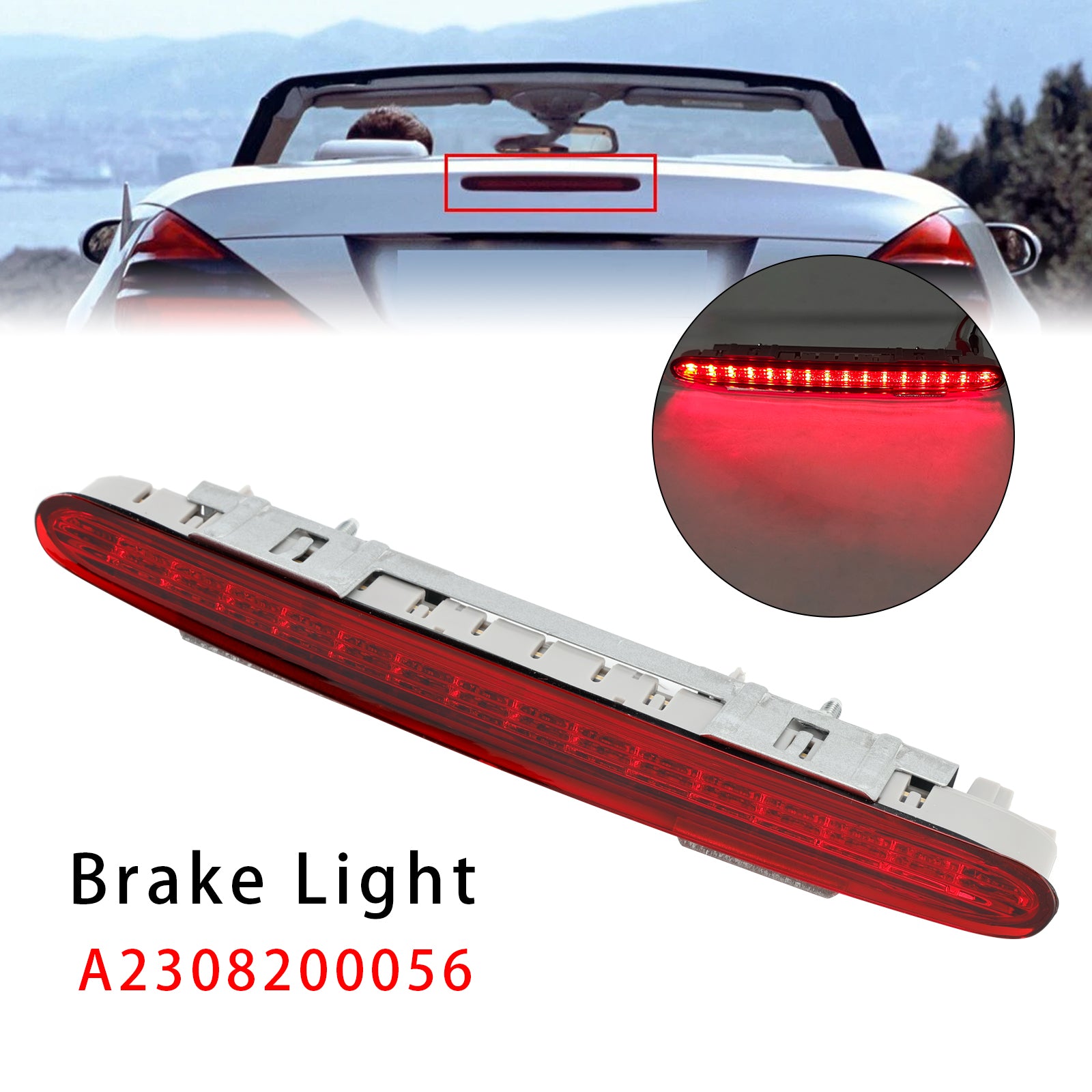 Rear Third Brake Light Lamp Pour Mercedes Benz SL55 SL550 R230 2002-2012 Red