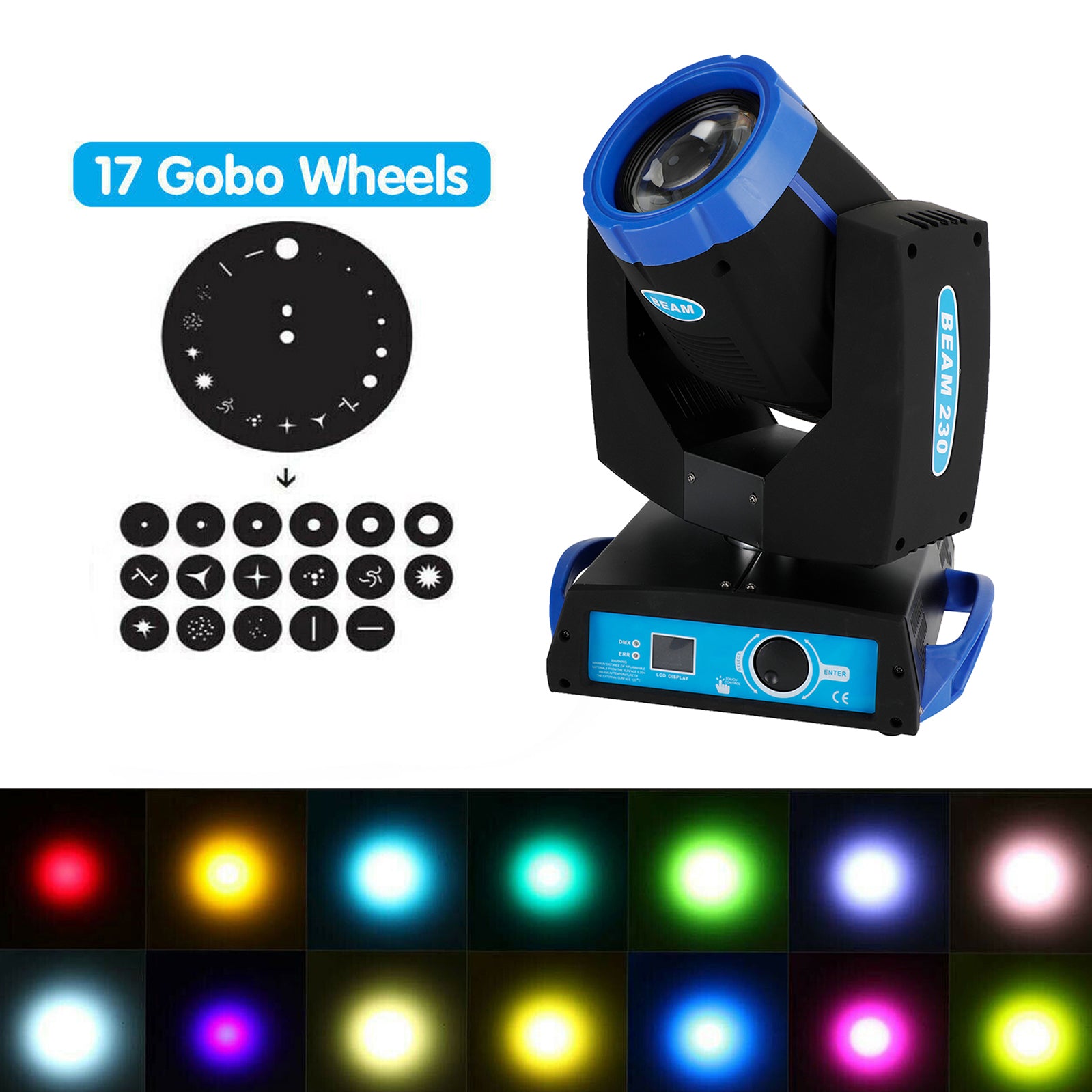 230W 7R Zoom Faisceau Tête Mobile Sharpy Light 8 Prism Strobe DMX 16Ch Blue
