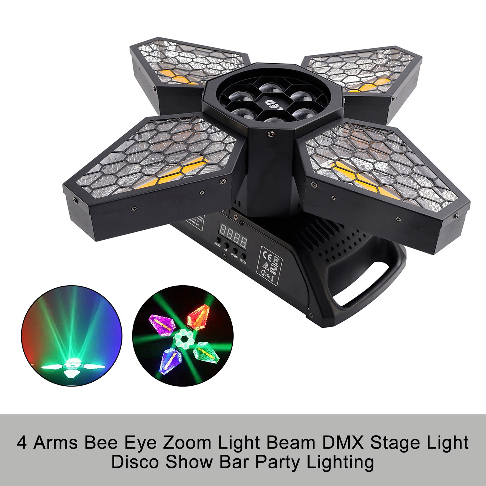 Projecteur Faisceau Zoom Abeille 4 Bras DMX Pour Scène Discothèque Bar Soirées