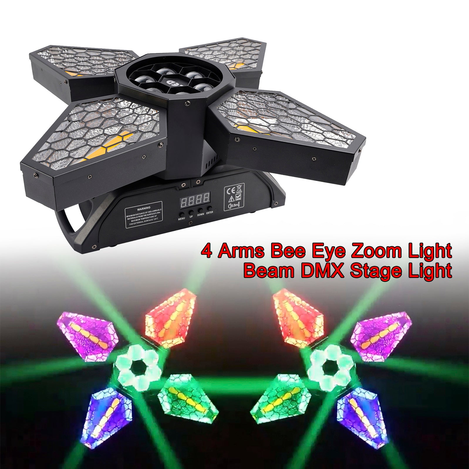 Projecteur Faisceau Zoom Abeille 4 Bras DMX Pour Scène Discothèque Bar Soirées