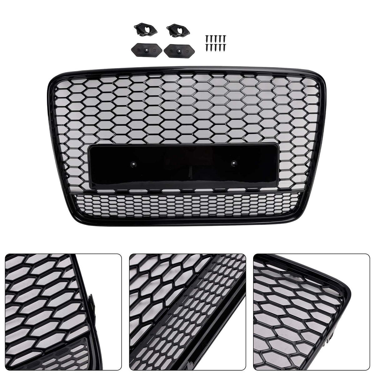 Gloss Black Front Bumper Radiator Vent Mesh Grill Grille Pour Audi Q7 2005-2015