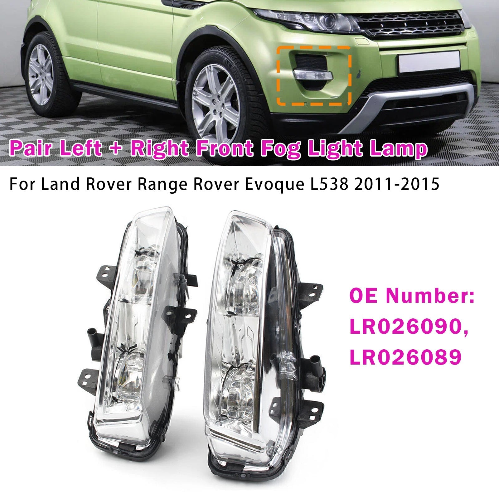 Phares antibrouillard avant gauche et droit pour Range Rover Evoque L538 (2011-2015)