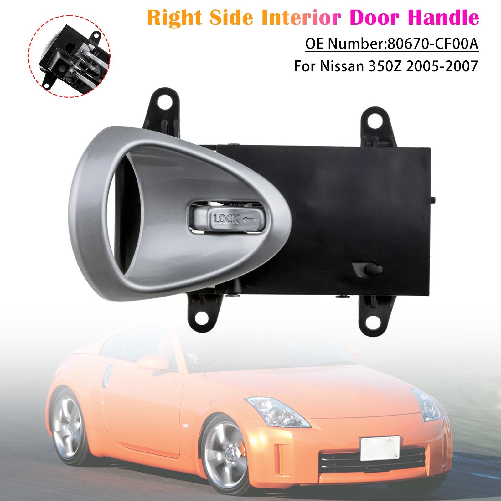 Manija interior de puerta derecha para Nissan 350Z (2005-2007) - Número de pieza :80670-CF00A