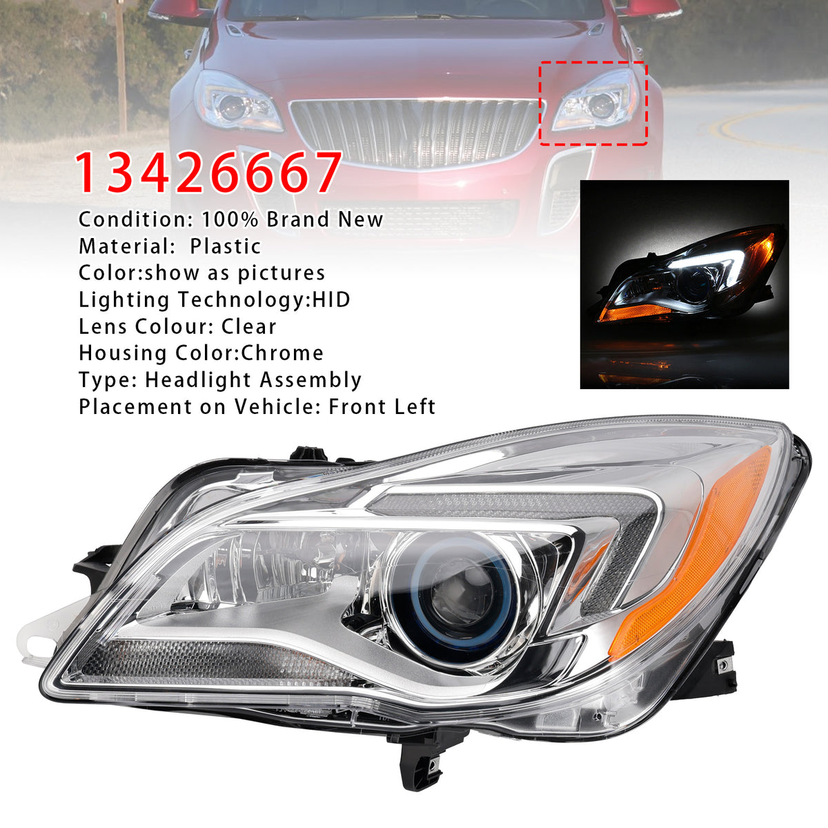 Phare HID Xenon gauche 13426667 Pour Buick Regal 2014-2017