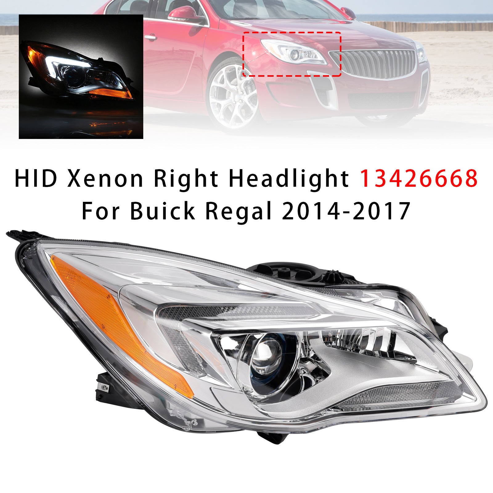 Phare HID Xenon droit 13426668 Pour Buick Regal 2014-2017