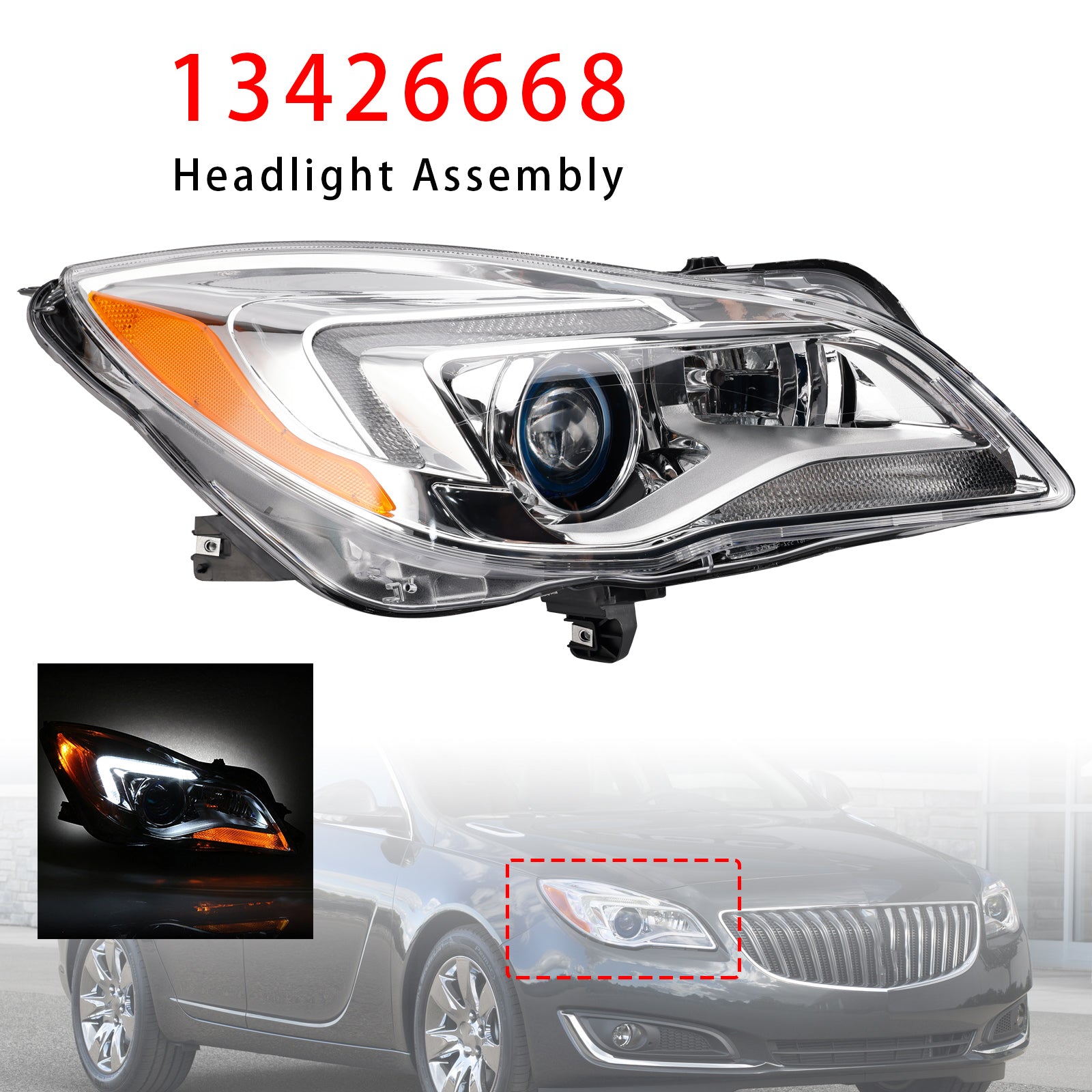 Phare HID Xenon droit 13426668 Pour Buick Regal 2014-2017