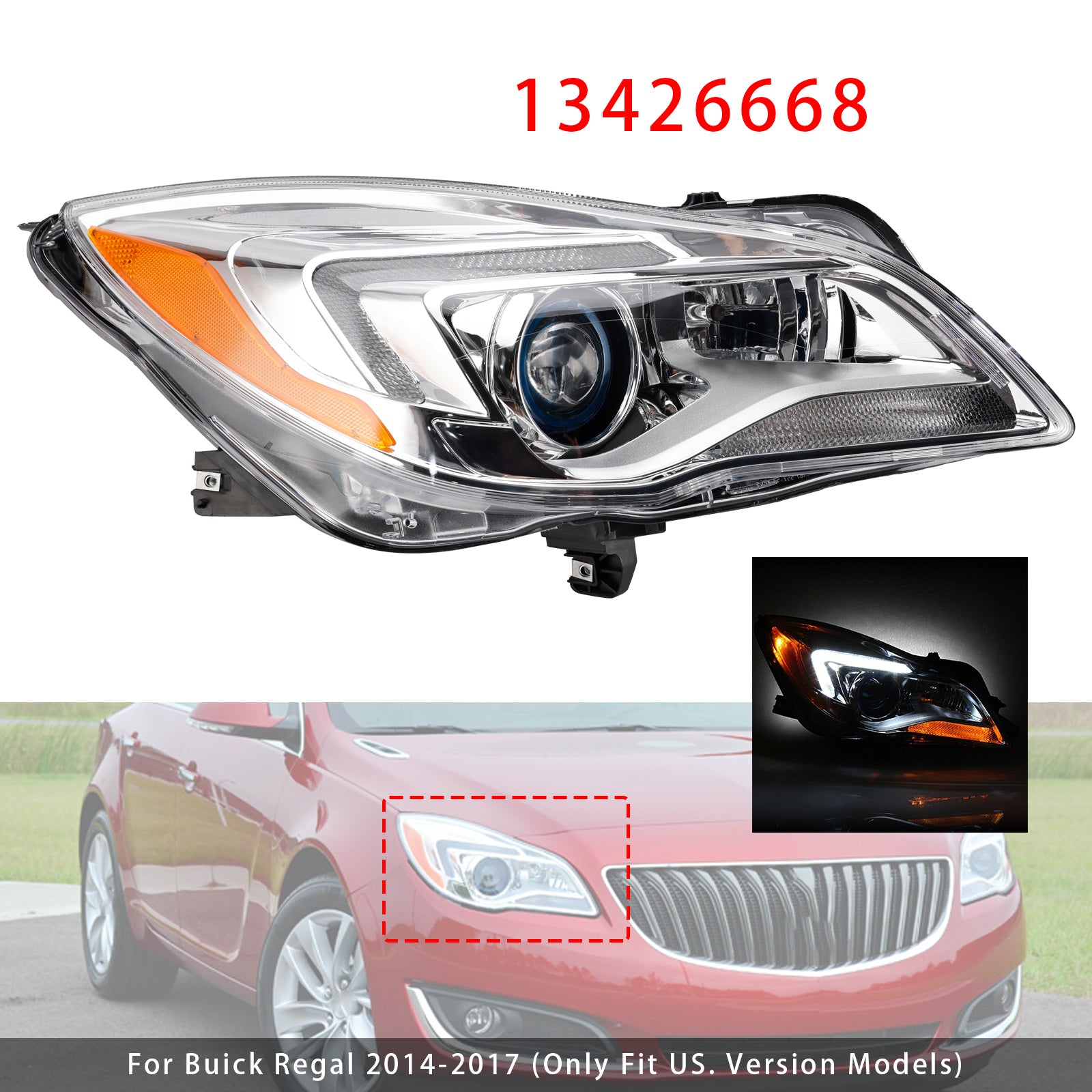 Phare HID Xenon droit 13426668 Pour Buick Regal 2014-2017