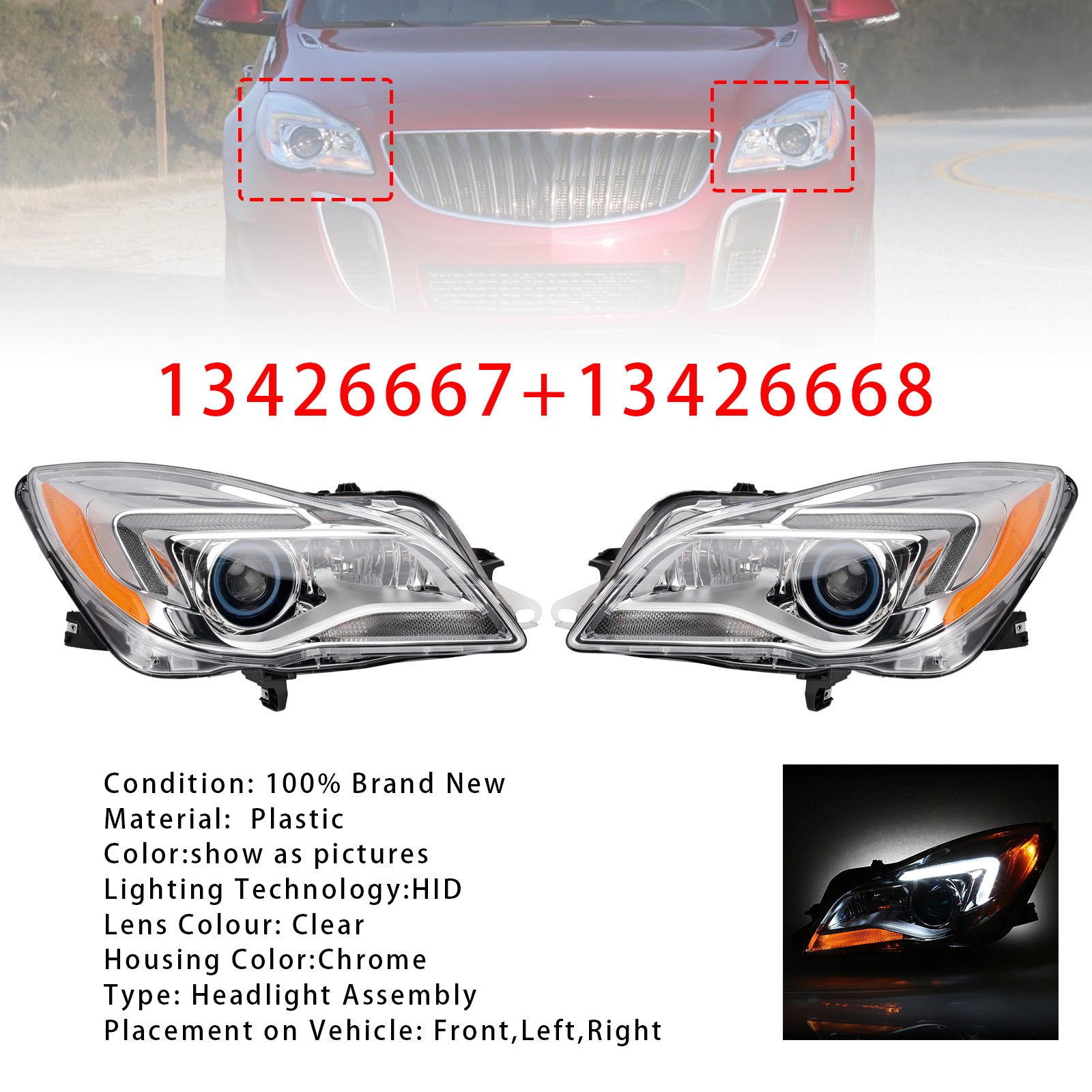 Phares HID Xenon gauche+droit 13426667 13426668 Pour Buick Regal 2014-2017