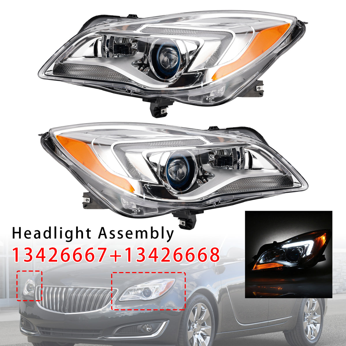 Phares HID Xenon gauche+droit 13426667 13426668 Pour Buick Regal 2014-2017