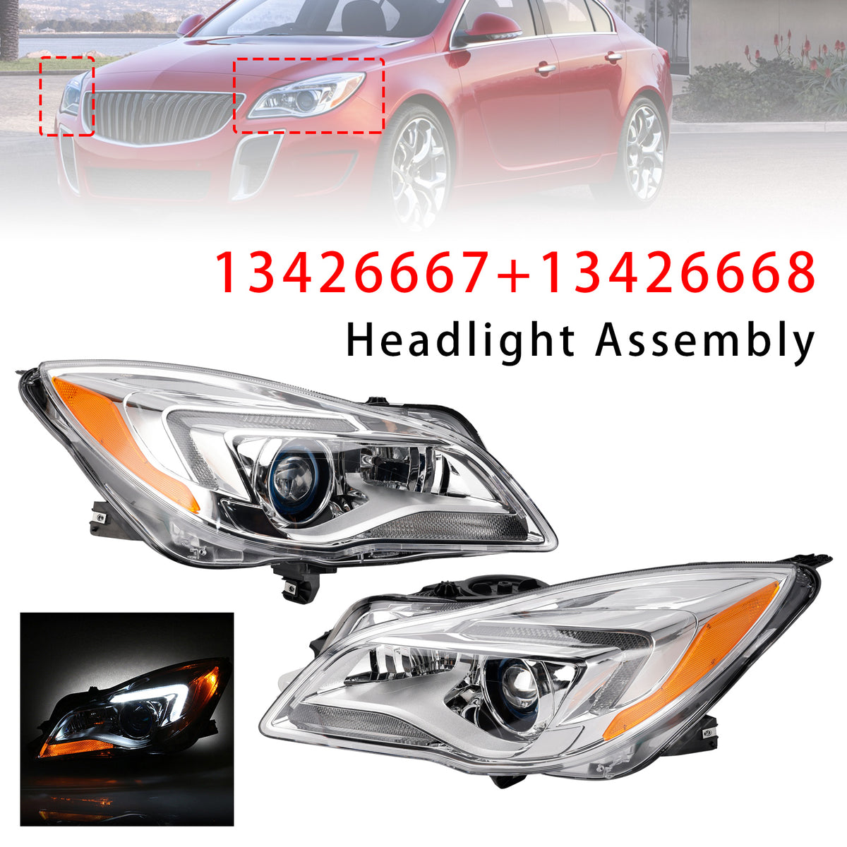 Phares HID Xenon gauche+droit 13426667 13426668 Pour Buick Regal 2014-2017