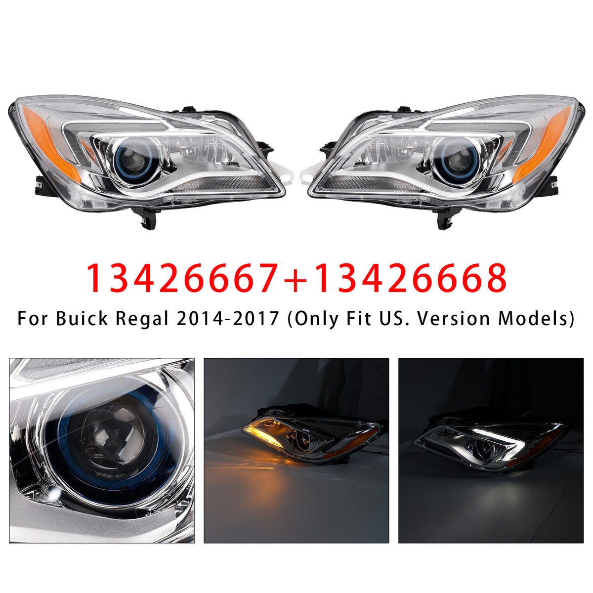 Phares HID Xenon gauche+droit 13426667 13426668 Pour Buick Regal 2014-2017