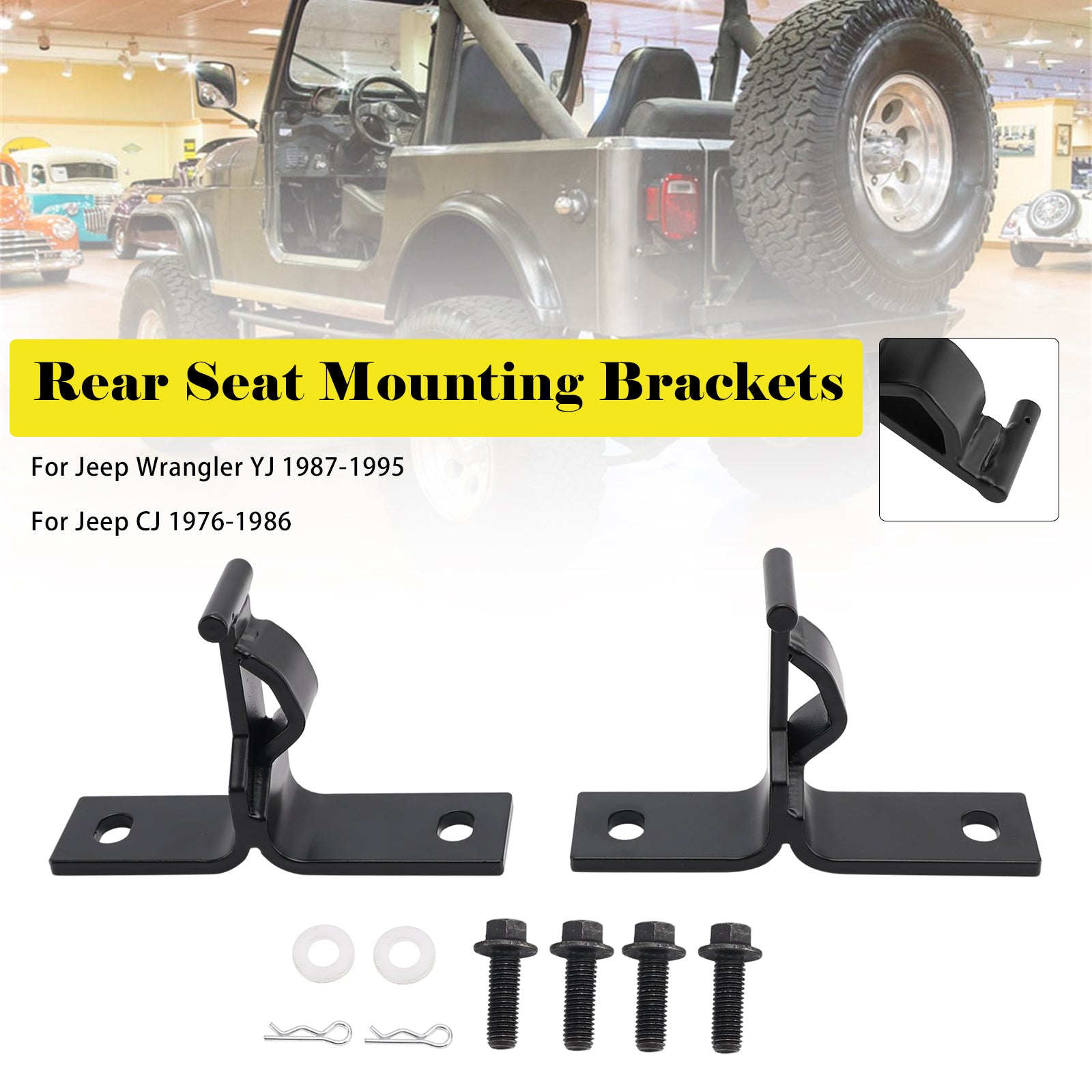 Rear Seat Mounting Brackets Fold/Tumble Pour Jeep Wrangler YJ 1987-1995 CJ 1976-1986