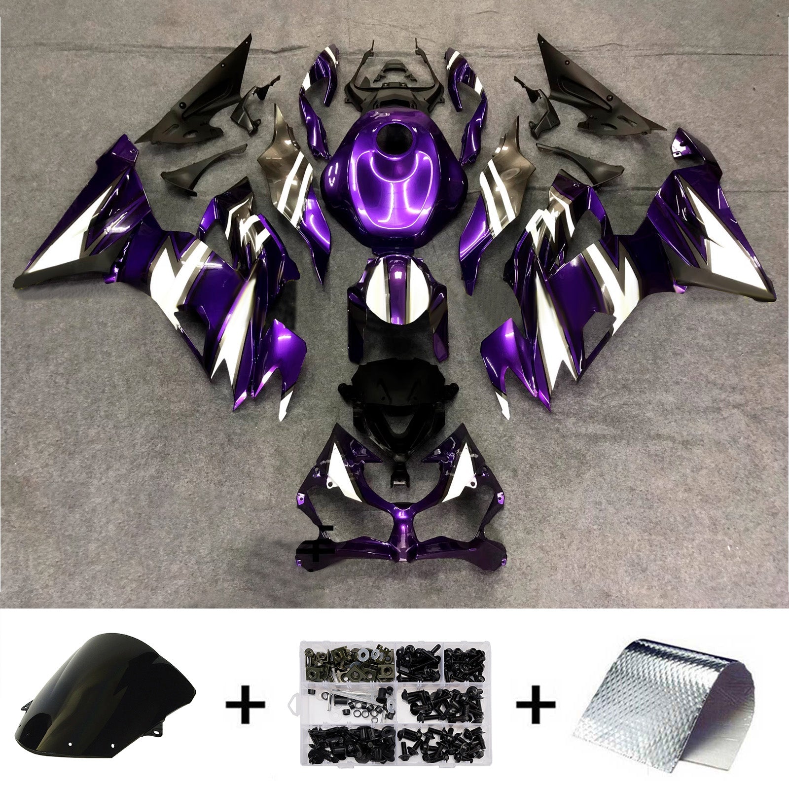 Kit de carénage injecté en plastique ABS compatible avec Kawasaki ZX6R 2019-2023