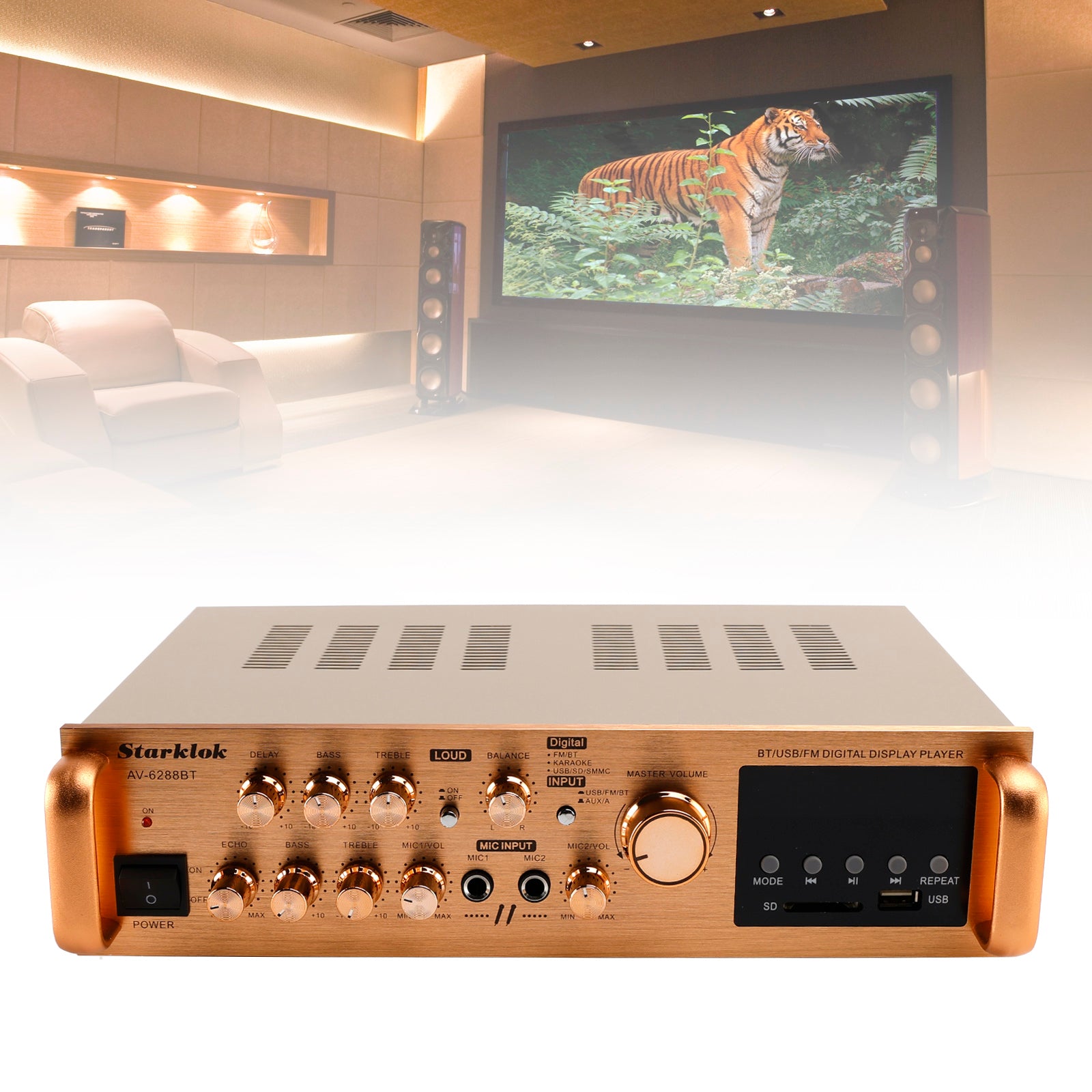 Amplificateur 5 canaux 2500 W HiFi Stéréo AV Surround SD FM Home Cinéma