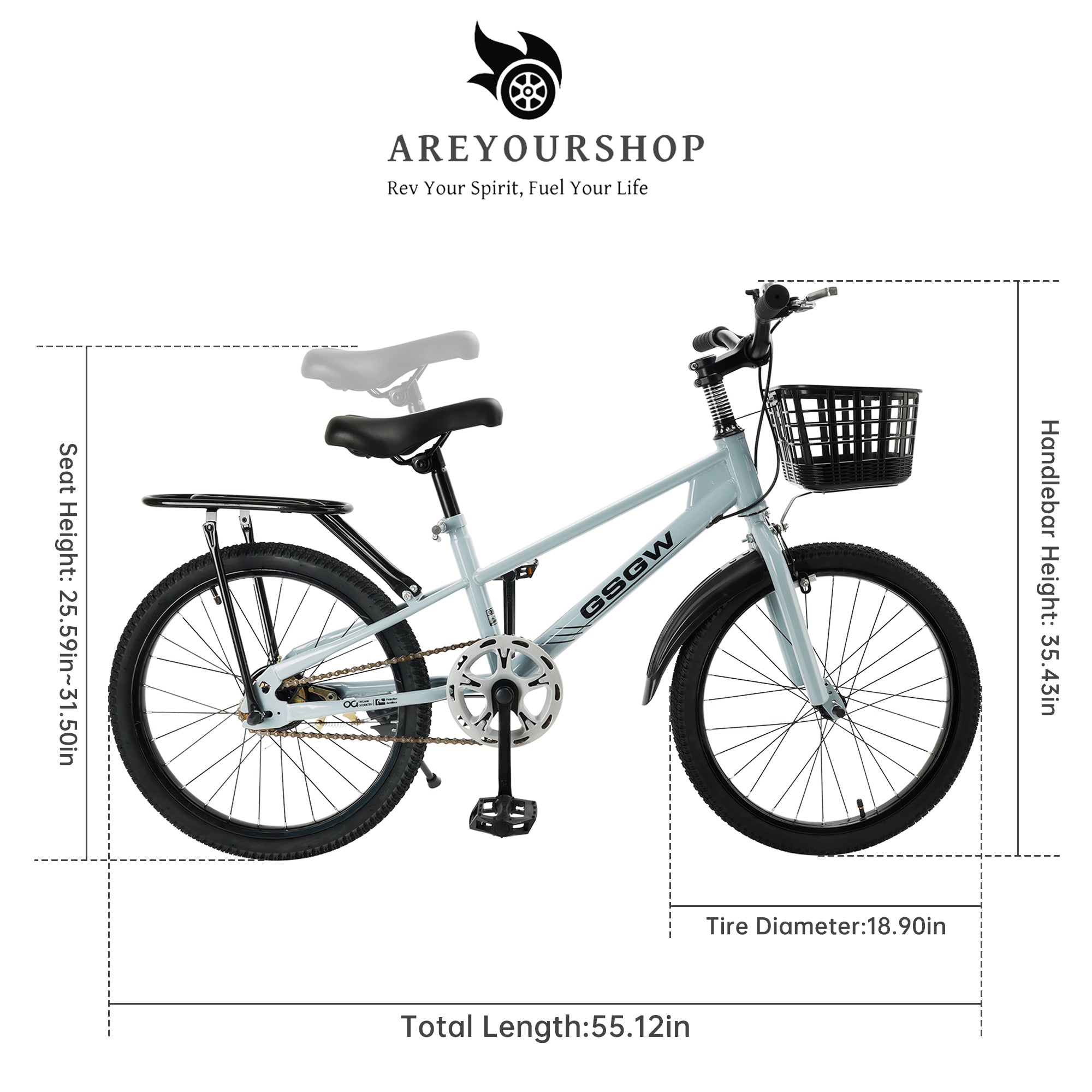 20 tuuman lapsipyörä tyttö/poikakori (8-12-vuotias)