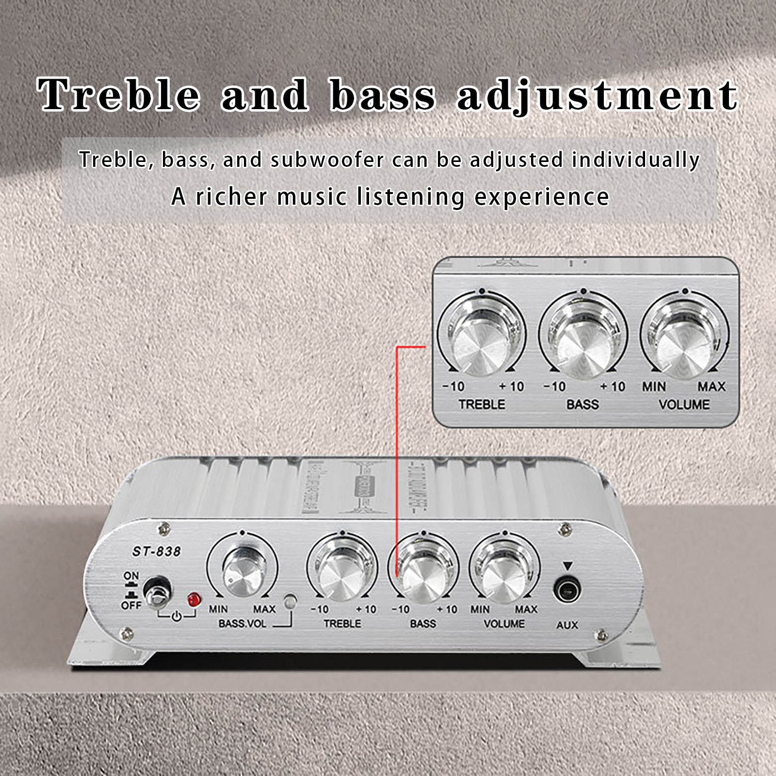 2.1 Bluetooth Stéréo HiFi Voiture Maison Car Audio Amplificateur AMP Speaker EDR