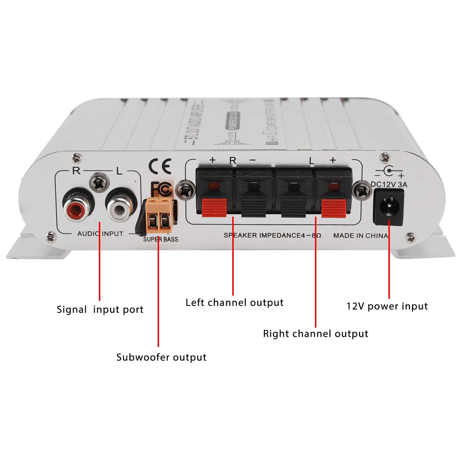 2.1 Bluetooth Stéréo HiFi Voiture Maison Car Audio Amplificateur AMP Speaker EDR
