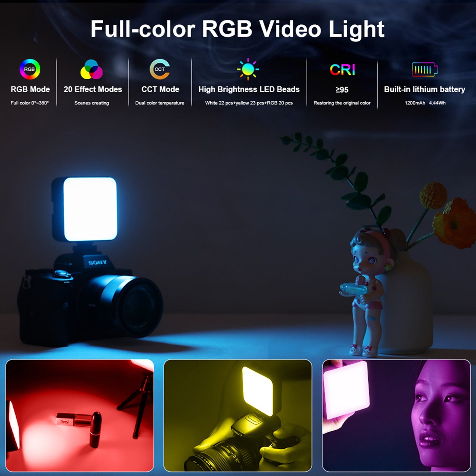 Lampe de remplissage LED RVB T64 pour vidéo et photographie