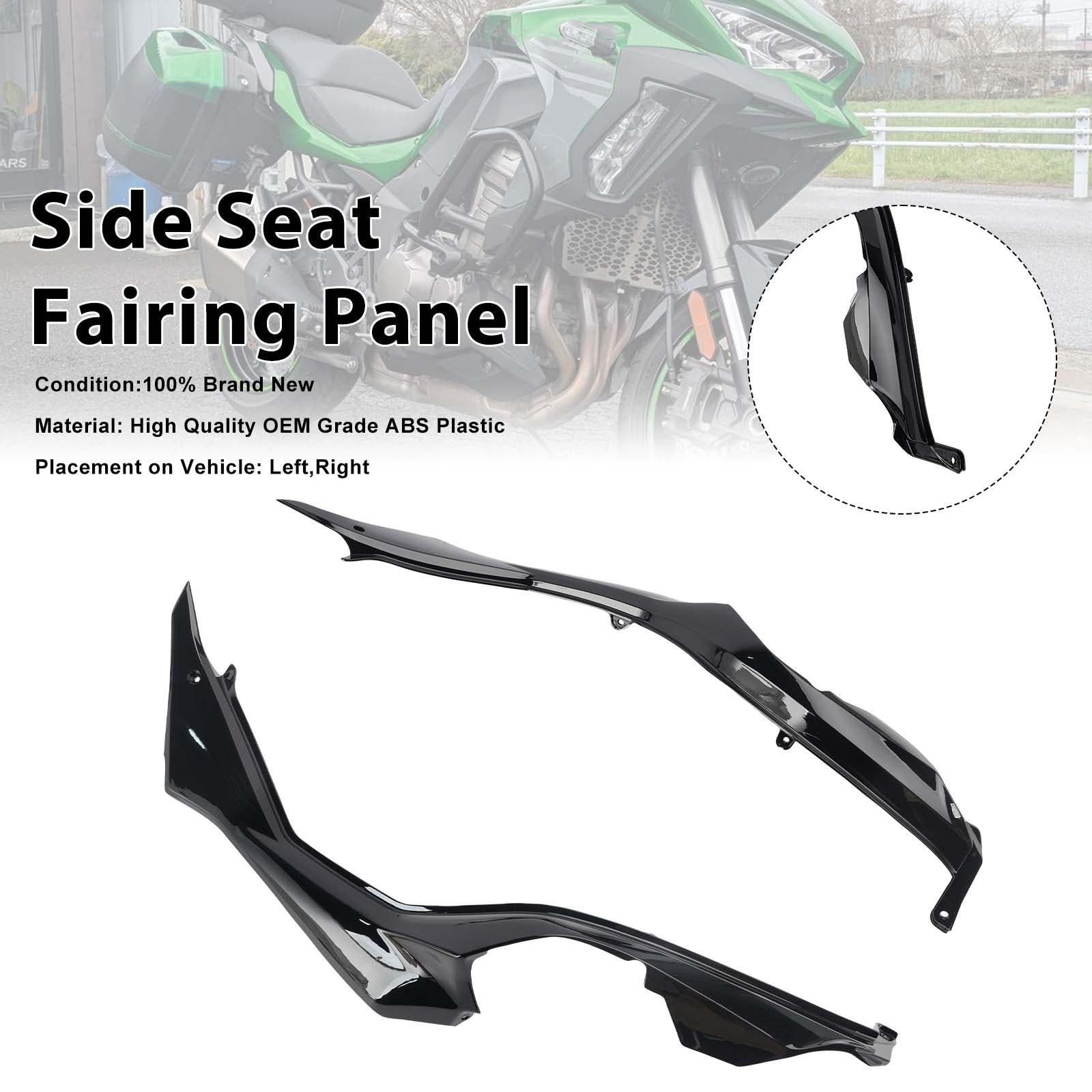 Carénages de protection latéraux de selle pour Kawasaki Versys 1000 2019-2024 Black