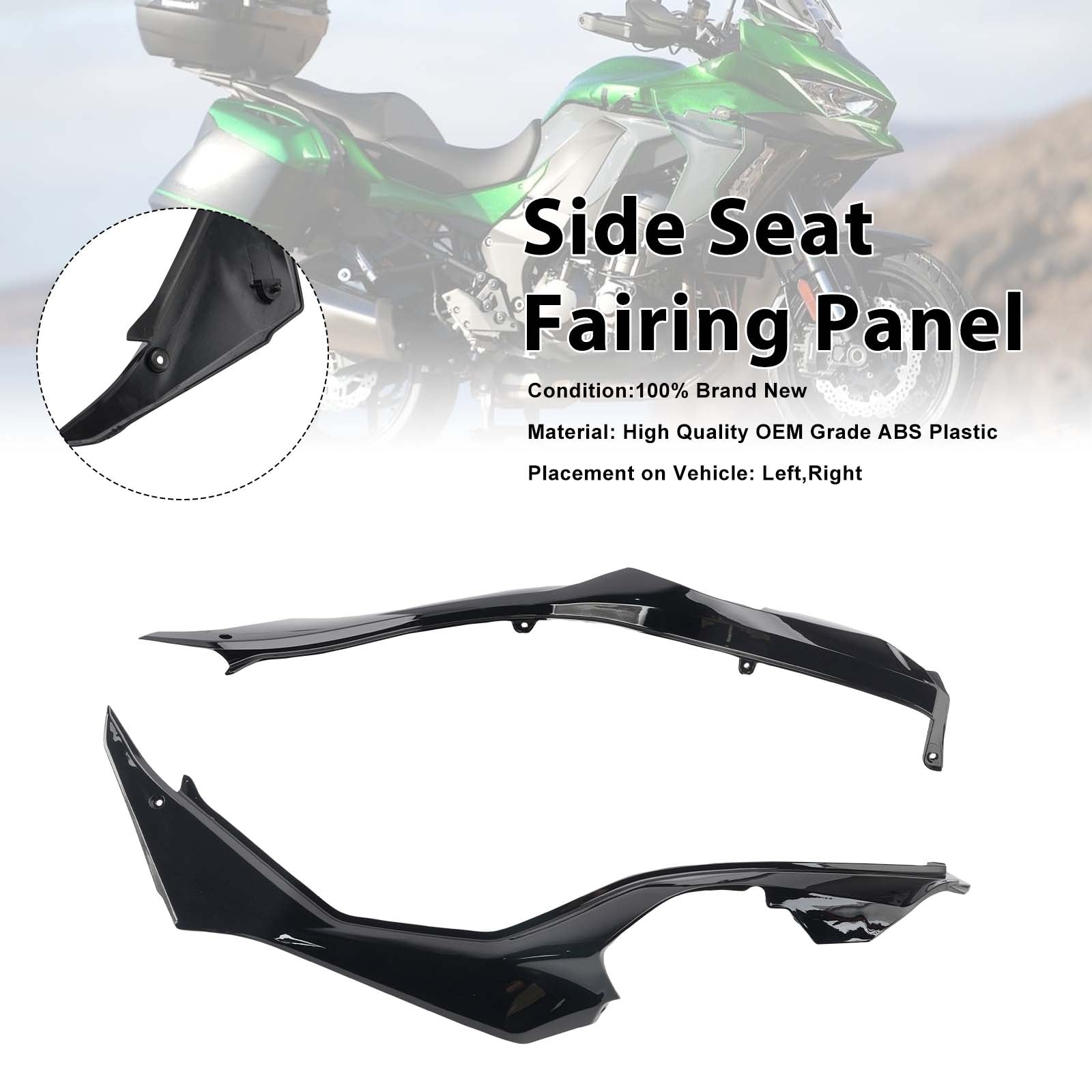 Carénages de protection latéraux de selle pour Kawasaki Versys 1000 2019-2024 Black