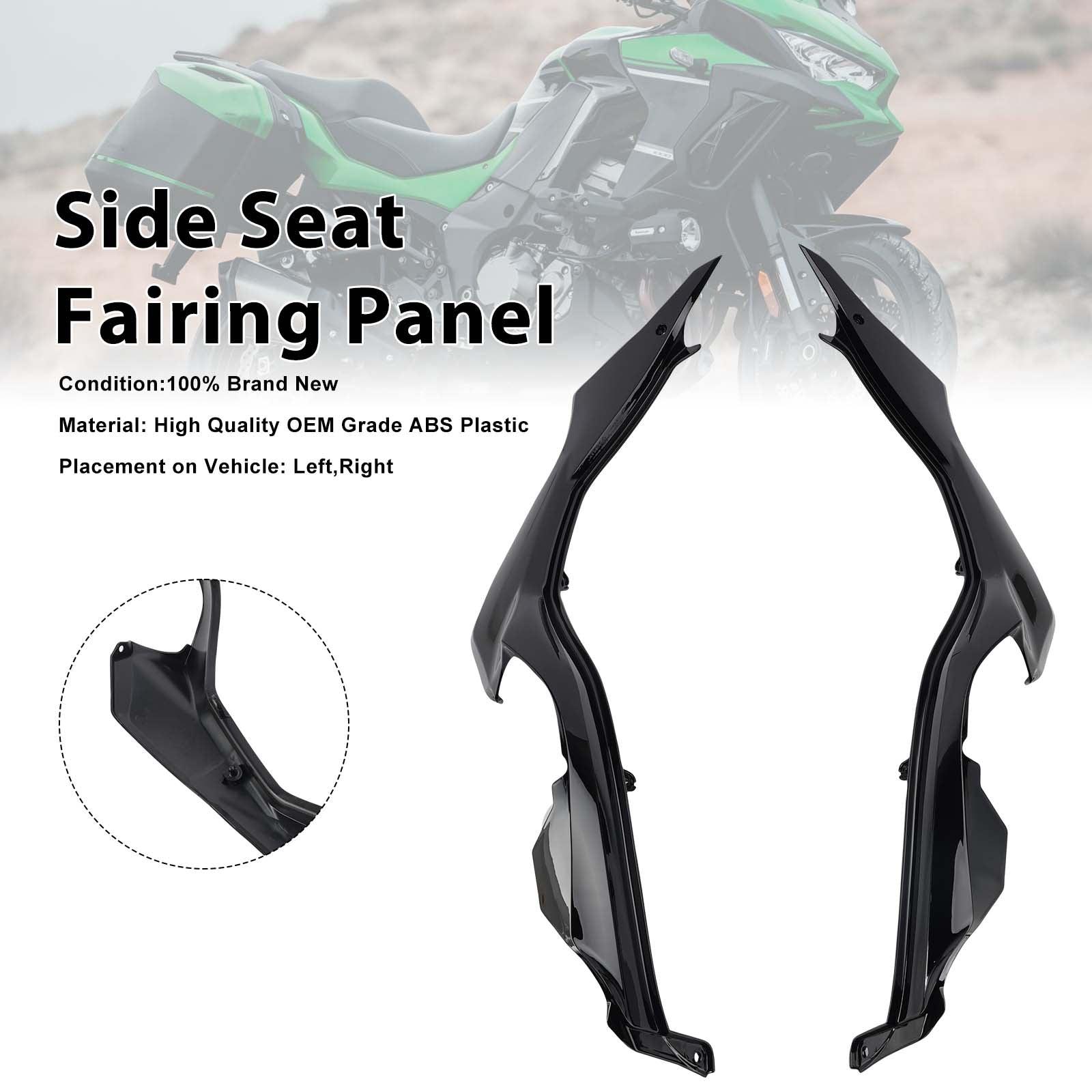 Carénages de protection latéraux de selle pour Kawasaki Versys 1000 2019-2024 Black
