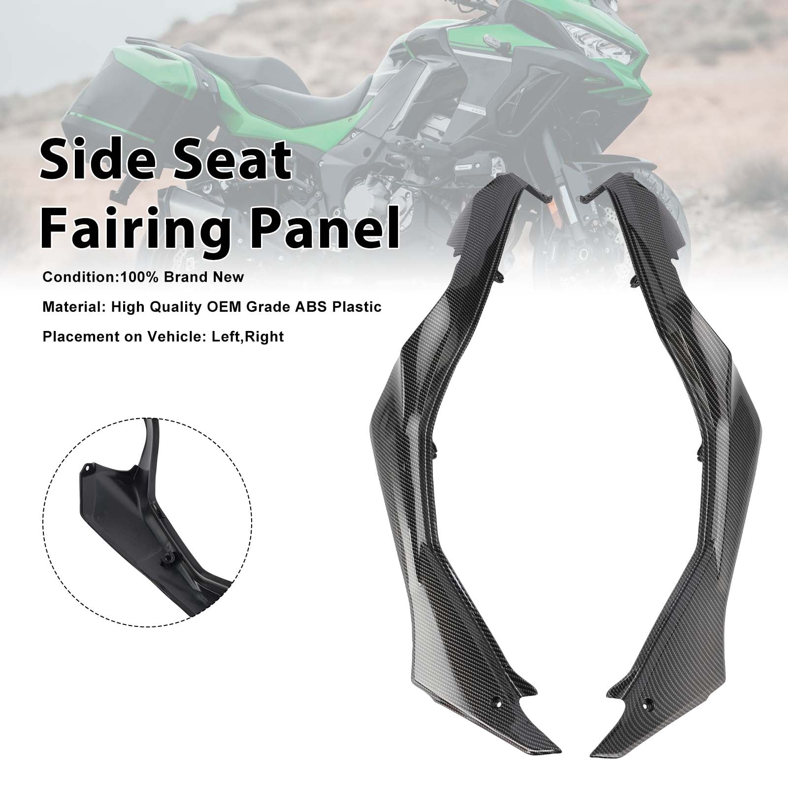 Carénages de protection latéraux de selle pour Kawasaki Versys 1000 2019-2024 Carbon
