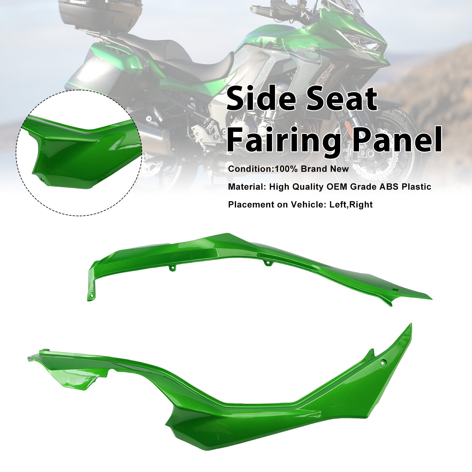 Carénages de protection latéraux de selle pour Kawasaki Versys 1000 2019-2024 Green
