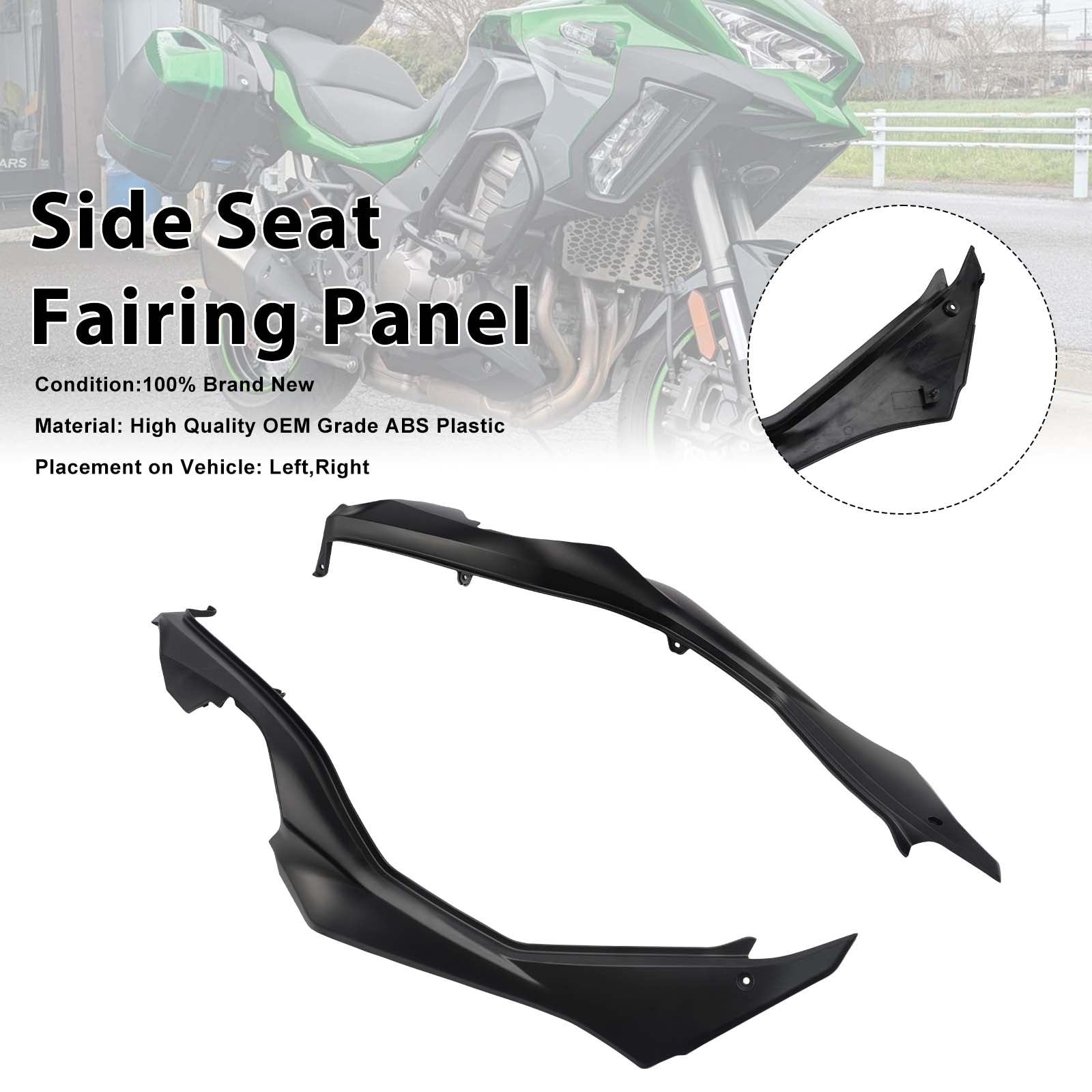 Carénages de protection latéraux de selle pour Kawasaki Versys 1000 2019-2024 Matte Black