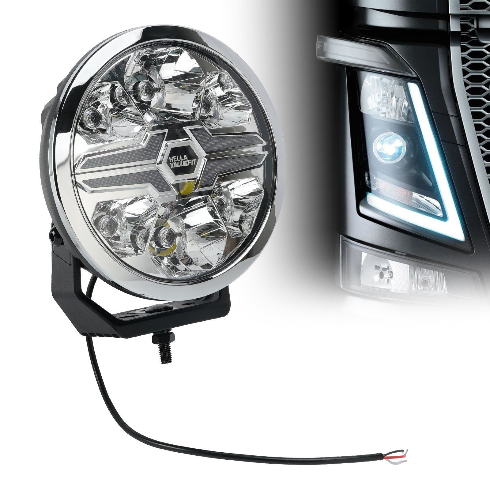 Lampe Auxiliaire Ronde ValueFit 9" Ref.25 12/24V 17W 1700LM 6000K Pour HELLA