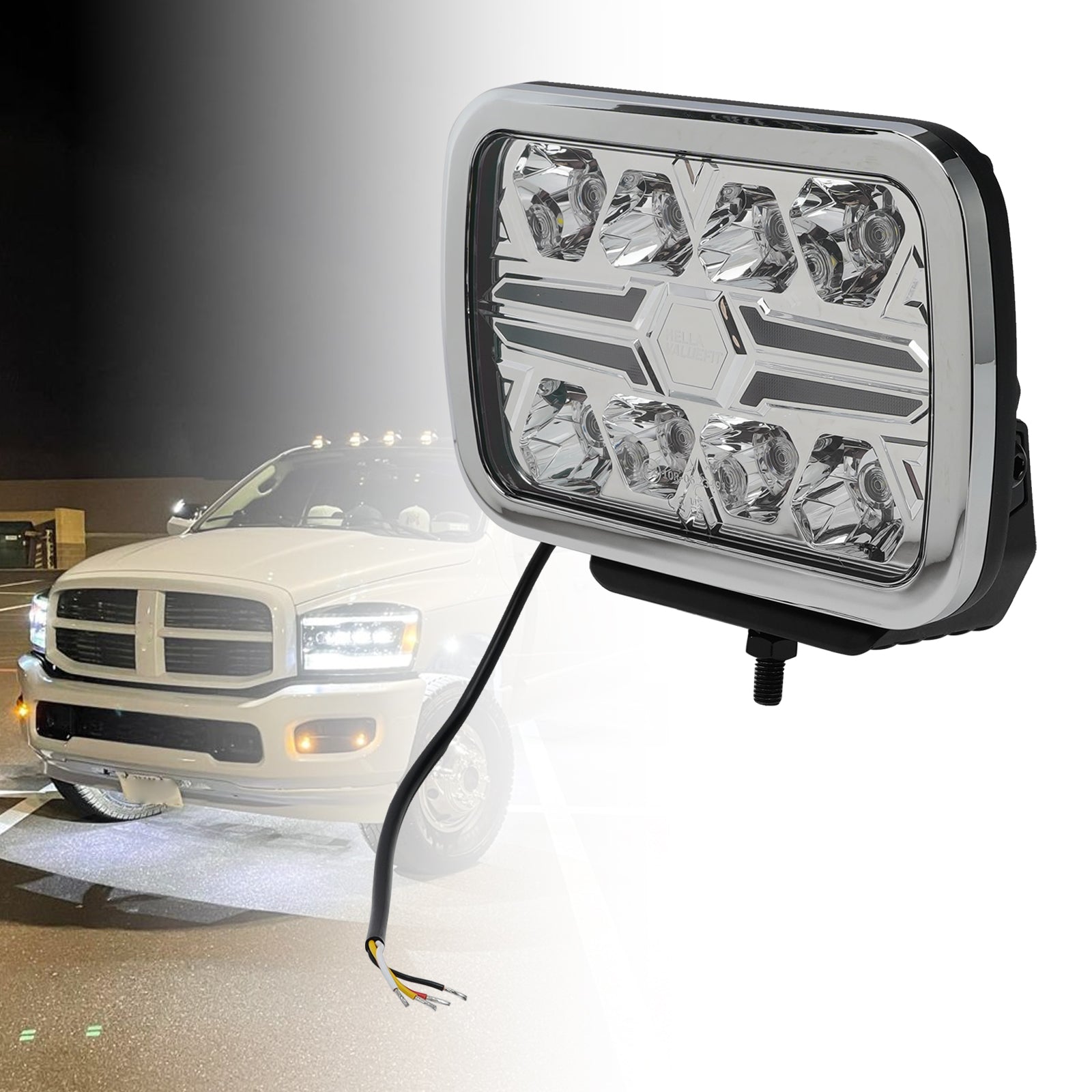 Lampe Auxiliaire Carrée ValueFit 9" Ref.25 12/24V 36W 2600LM 6000K Pour HELLA