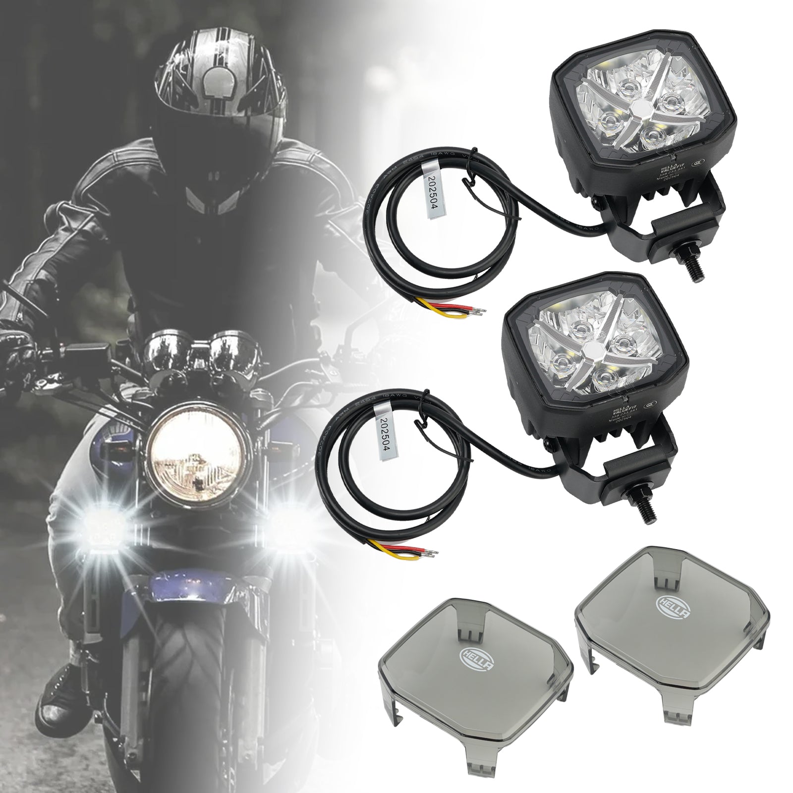 Lampe Auxiliaire Spot Carrée ValueFit 3.6" 12/24V 60W 5700LM 5700K Pour HELLA