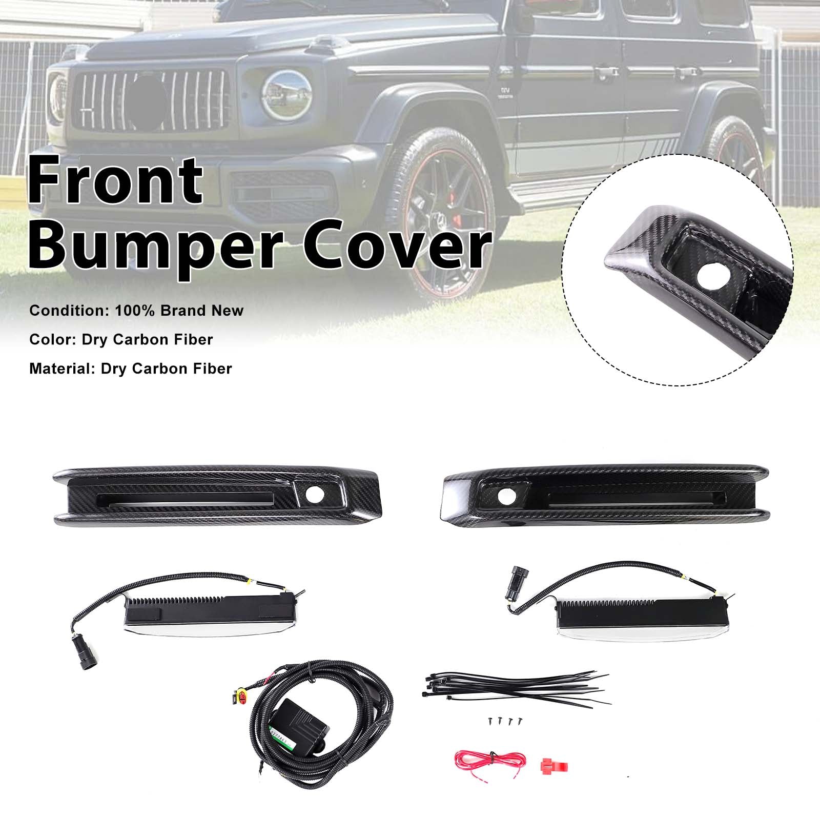 Carbon Fiber Front Bumper Fog Lights Frame Pour Mercedes G-Class W464 G63 2019+
