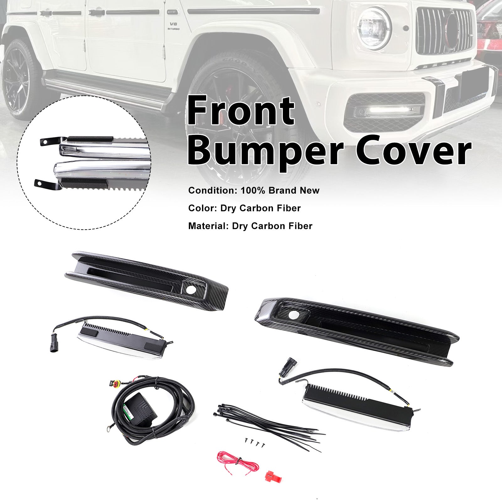 Carbon Fiber Front Bumper Fog Lights Frame Pour Mercedes G-Class W464 G63 2019+