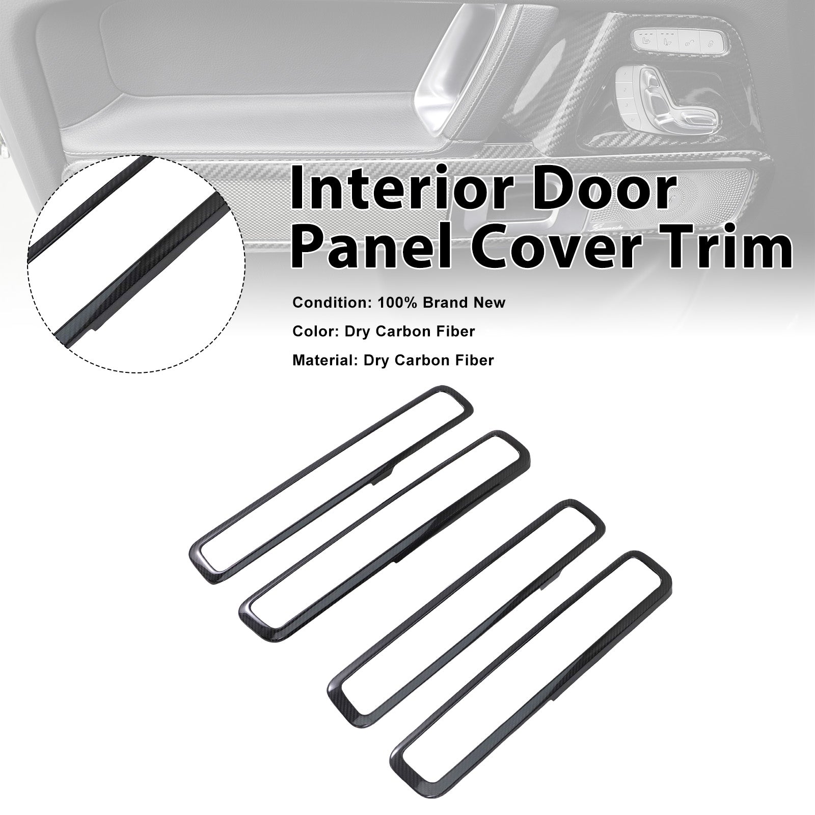 Dry Carbon Fiber Inner Door Frame Cover Trim Pour Benz W464 W463A G500 2019-2023