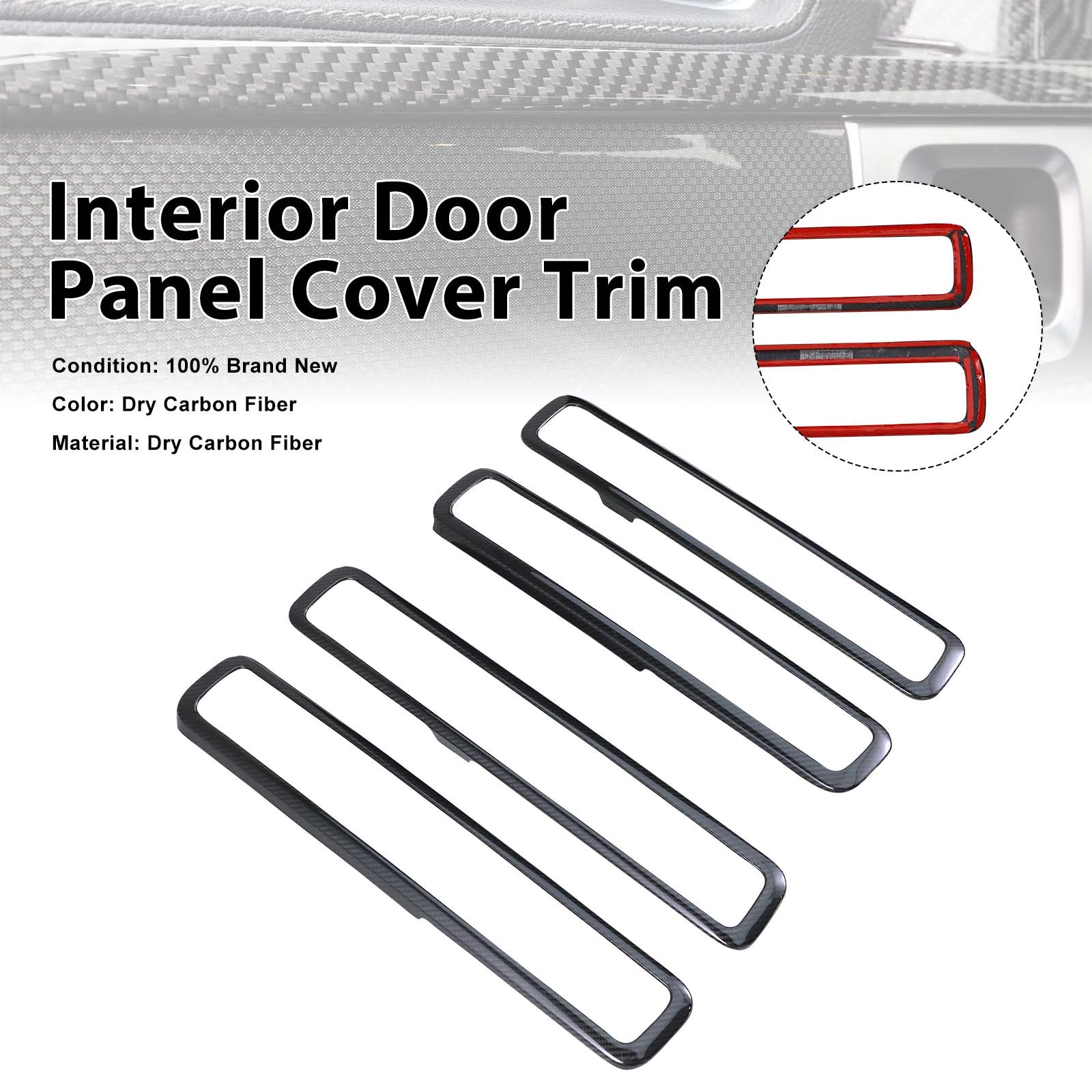 Dry Carbon Fiber Inner Door Frame Cover Trim Pour Benz W464 W463A G500 2019-2023