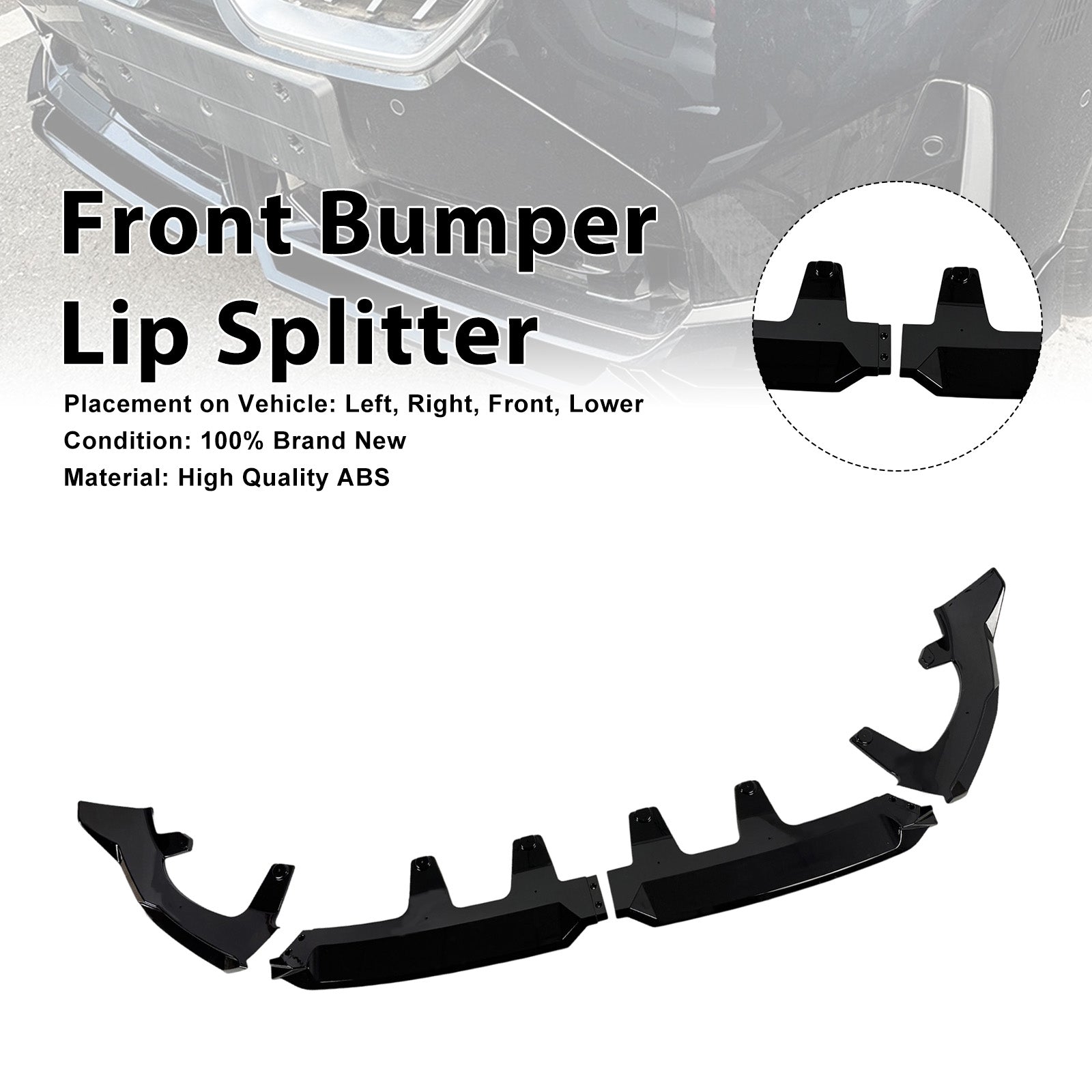 Gloss Black Front Bumper Lip Spoiler Splitter Pour BMW X3 G45 M-Sport 2025+