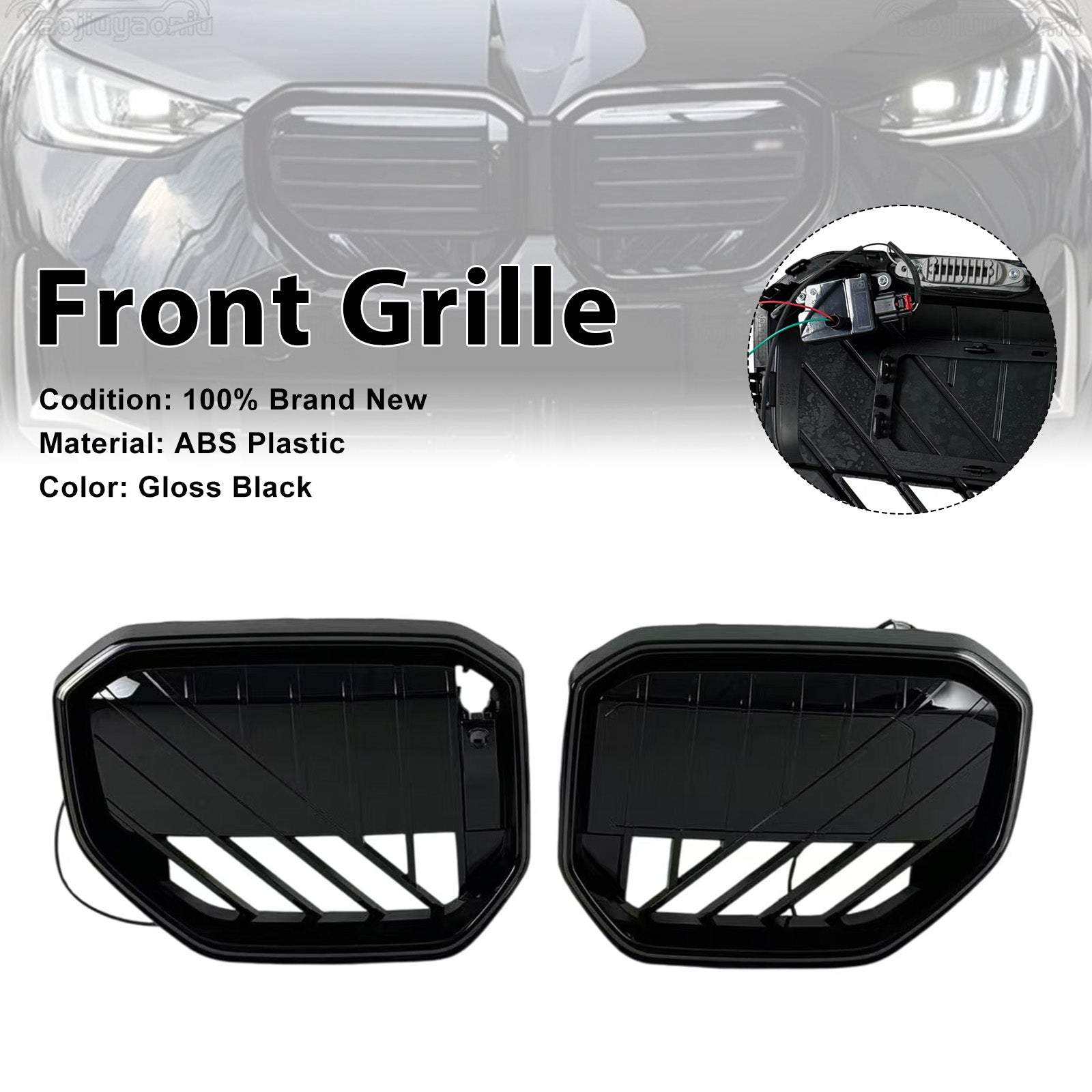 Griglia per paraurti anteriore nera per BMW X3 G45 2025+ con luce a LED