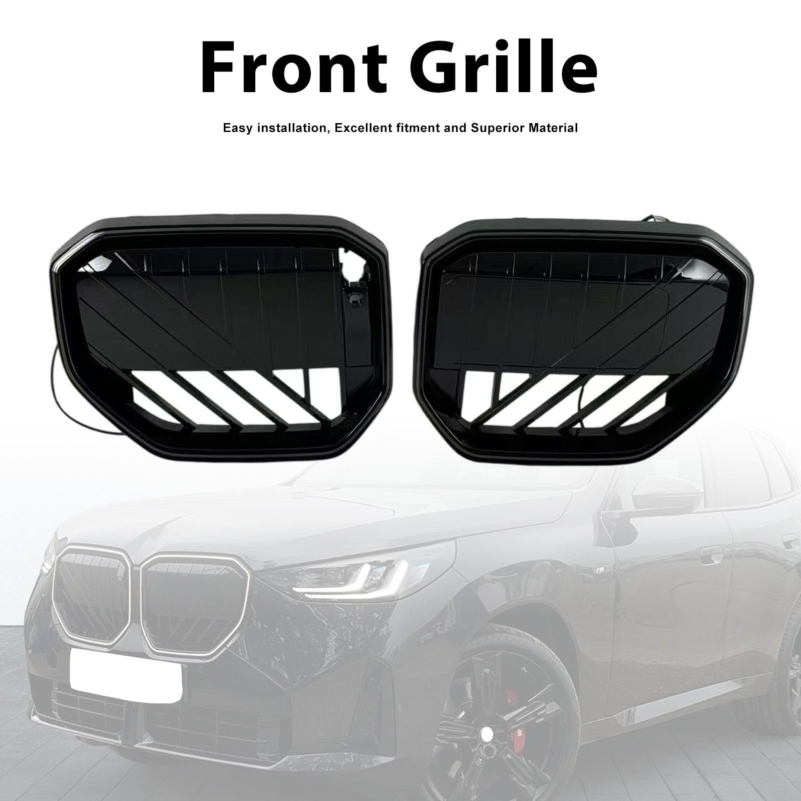 Griglia per paraurti anteriore nera per BMW X3 G45 2025+ con luce a LED