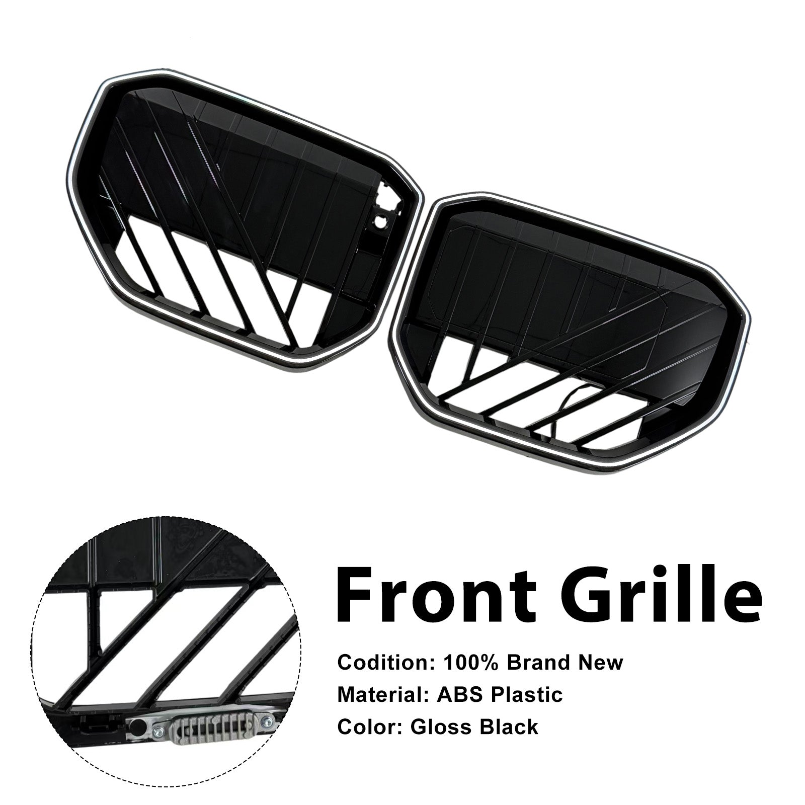 Griglia per paraurti anteriore nera per BMW X3 G45 2025+ con luce a LED