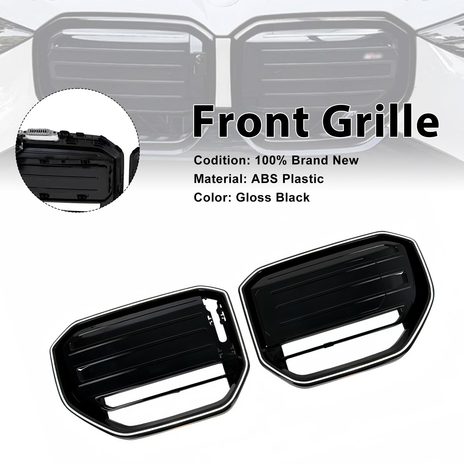 M50-Style Front Bumper Grill Grille Pour BMW X3 G45 2025+ Black W/LED Light
