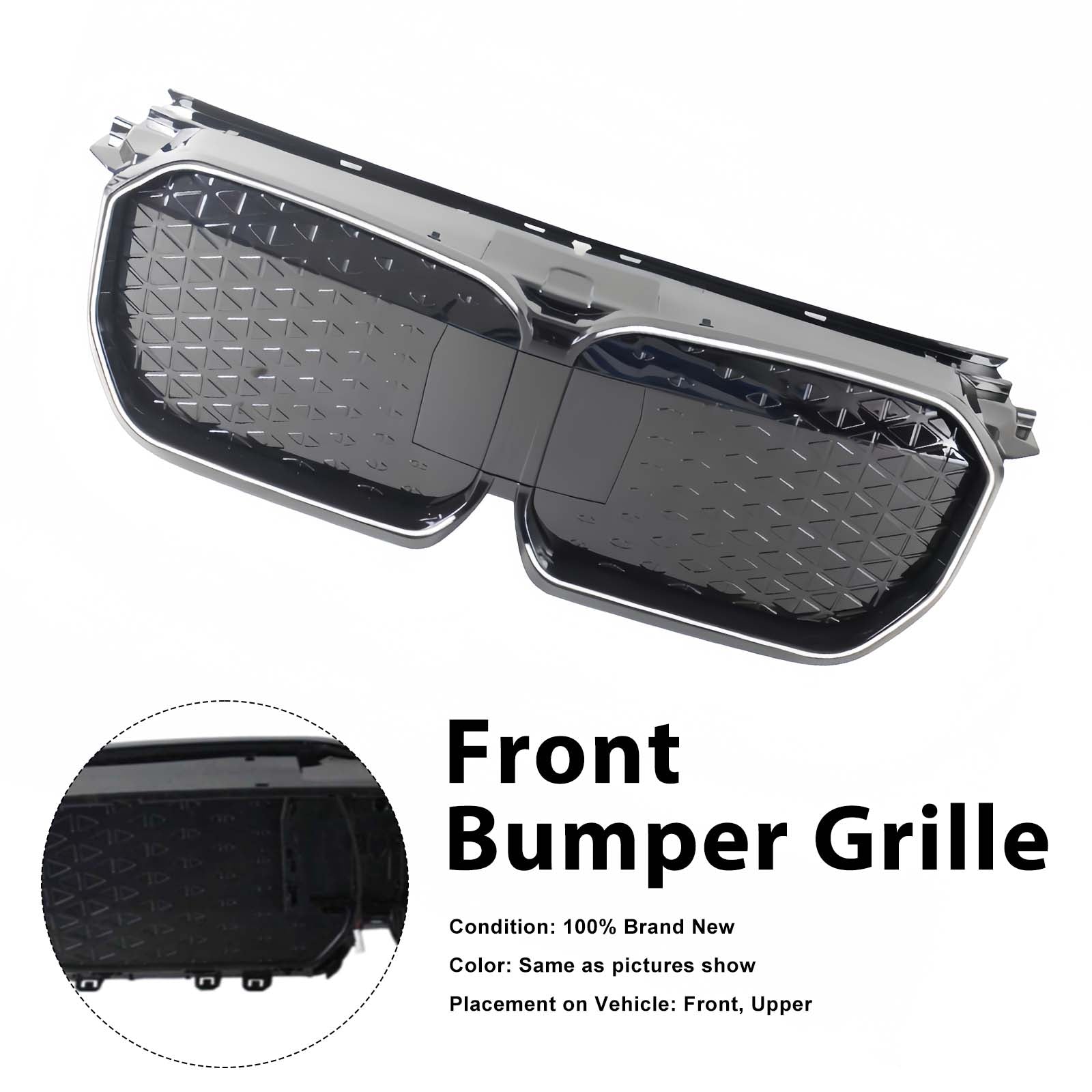 Black Chrome Front Bumper Grill Grille Pour BMW iX1 U11 2023-2025 W/LED Light