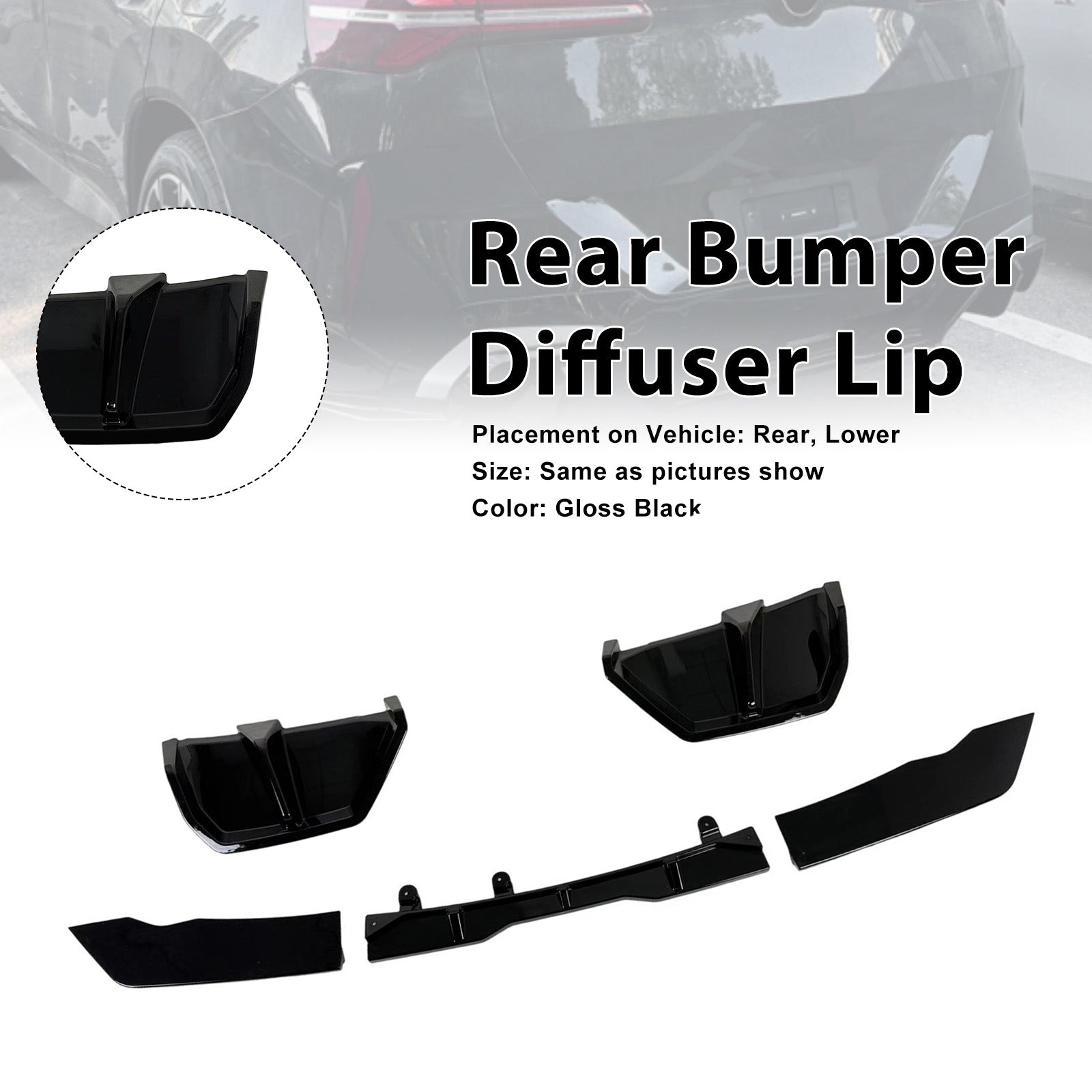 Gloss Black Rear Bumper Diffuser Lip Pour BMW X3 G45 M-Sport 2025+