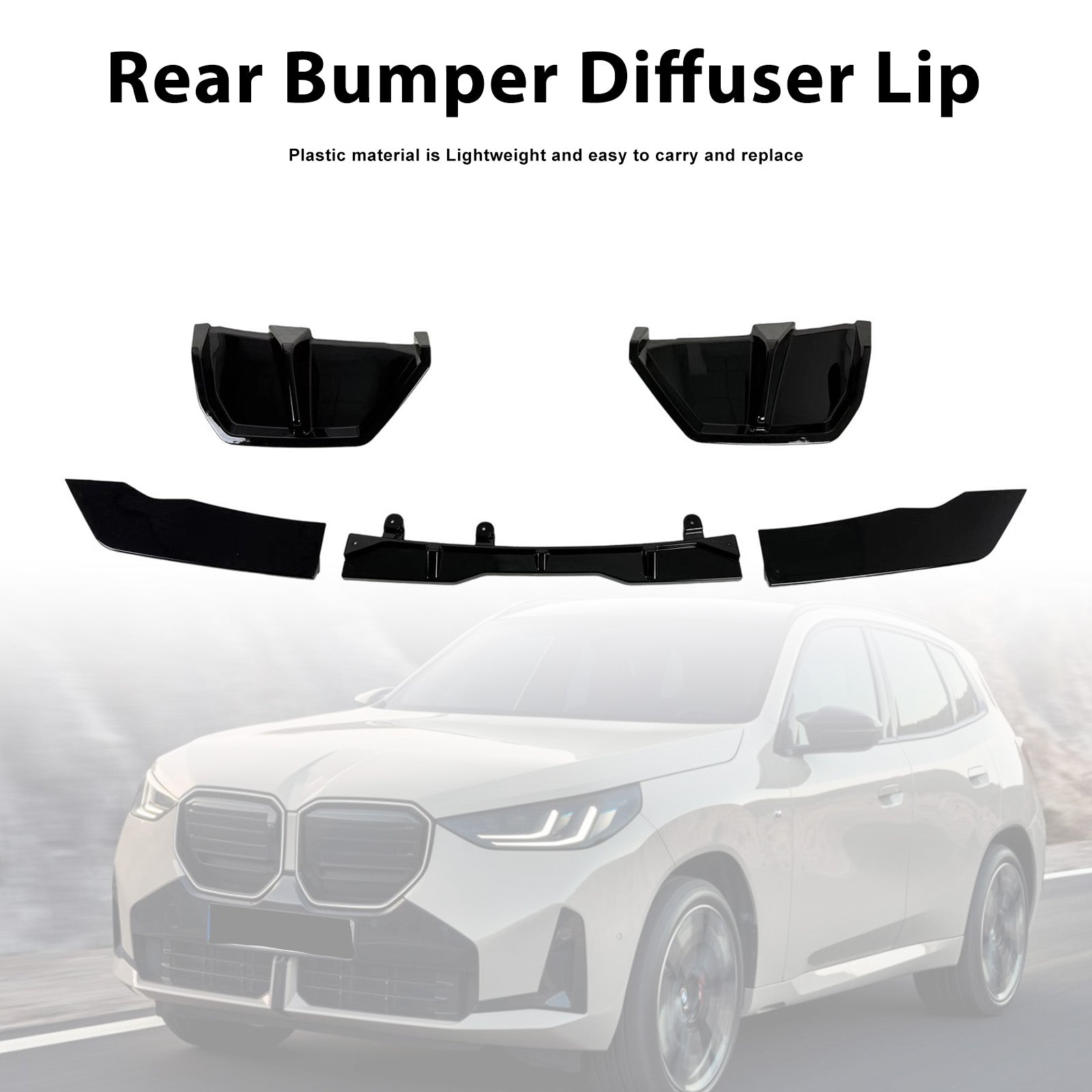 Gloss Black Rear Bumper Diffuser Lip Pour BMW X3 G45 M-Sport 2025+